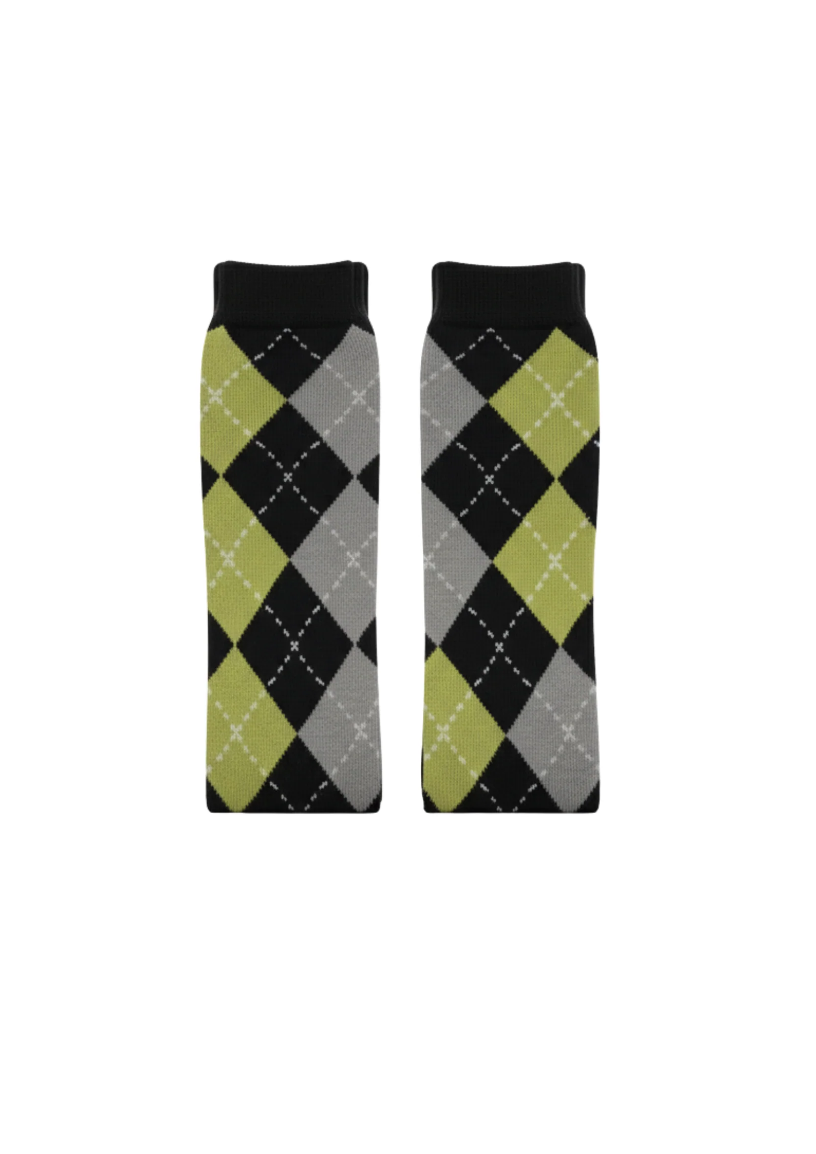 ARGYLE SOCKS IN GREY & LIME - Image 3