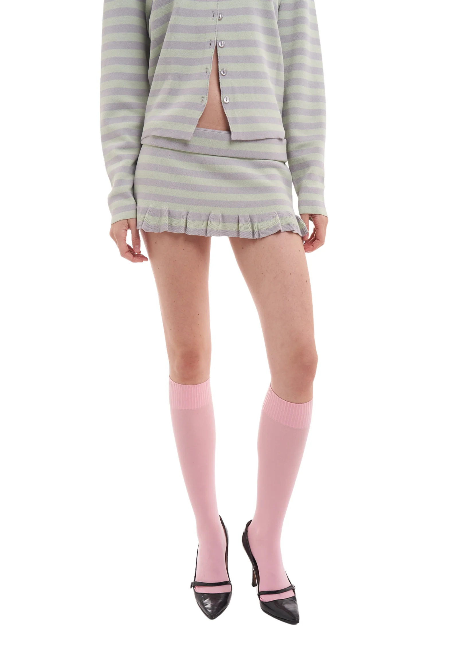 ASHLEY SKIRT IN MINT & GREY STRIPES - Image 4