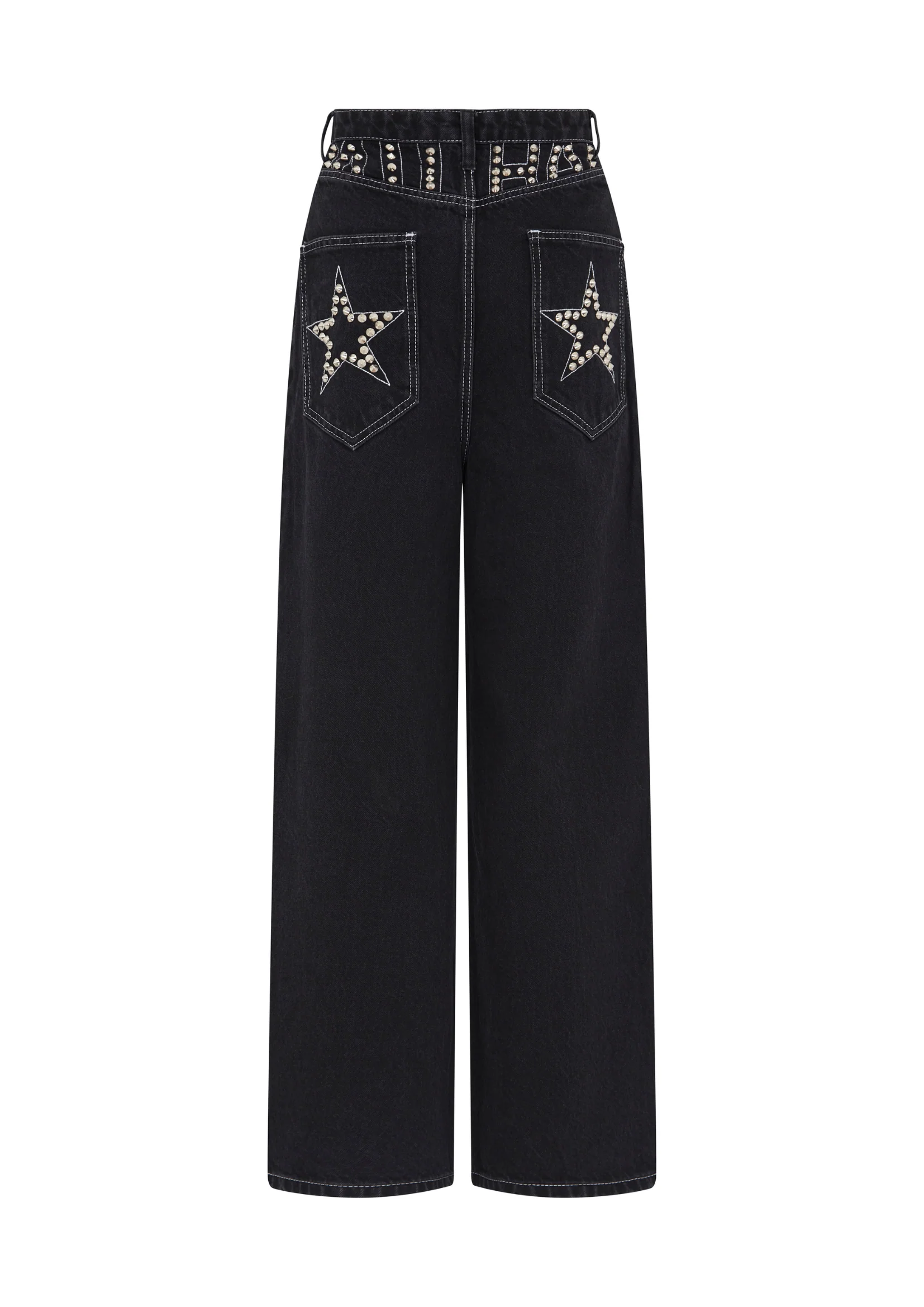 BAGGY JEANS IN WASHED BLACK WITH STUDS - Image 6