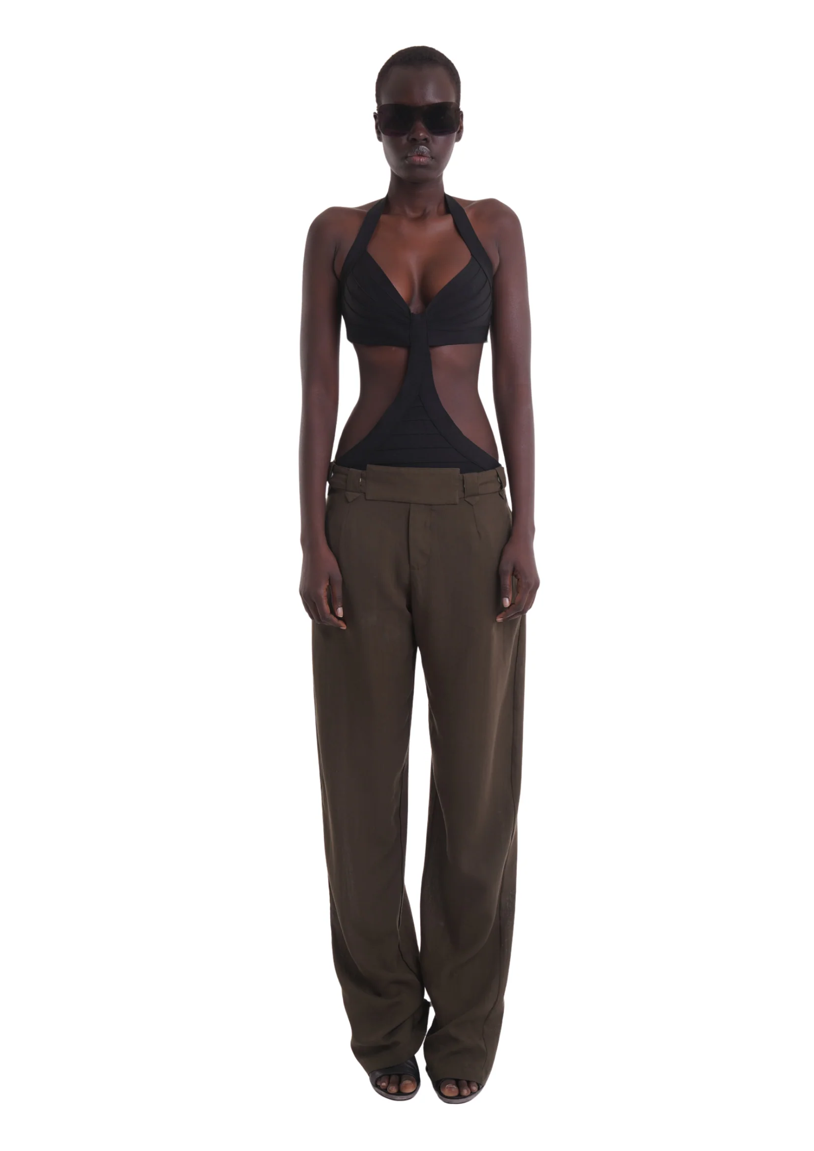 BELTED TROUSERS IN KHAKI