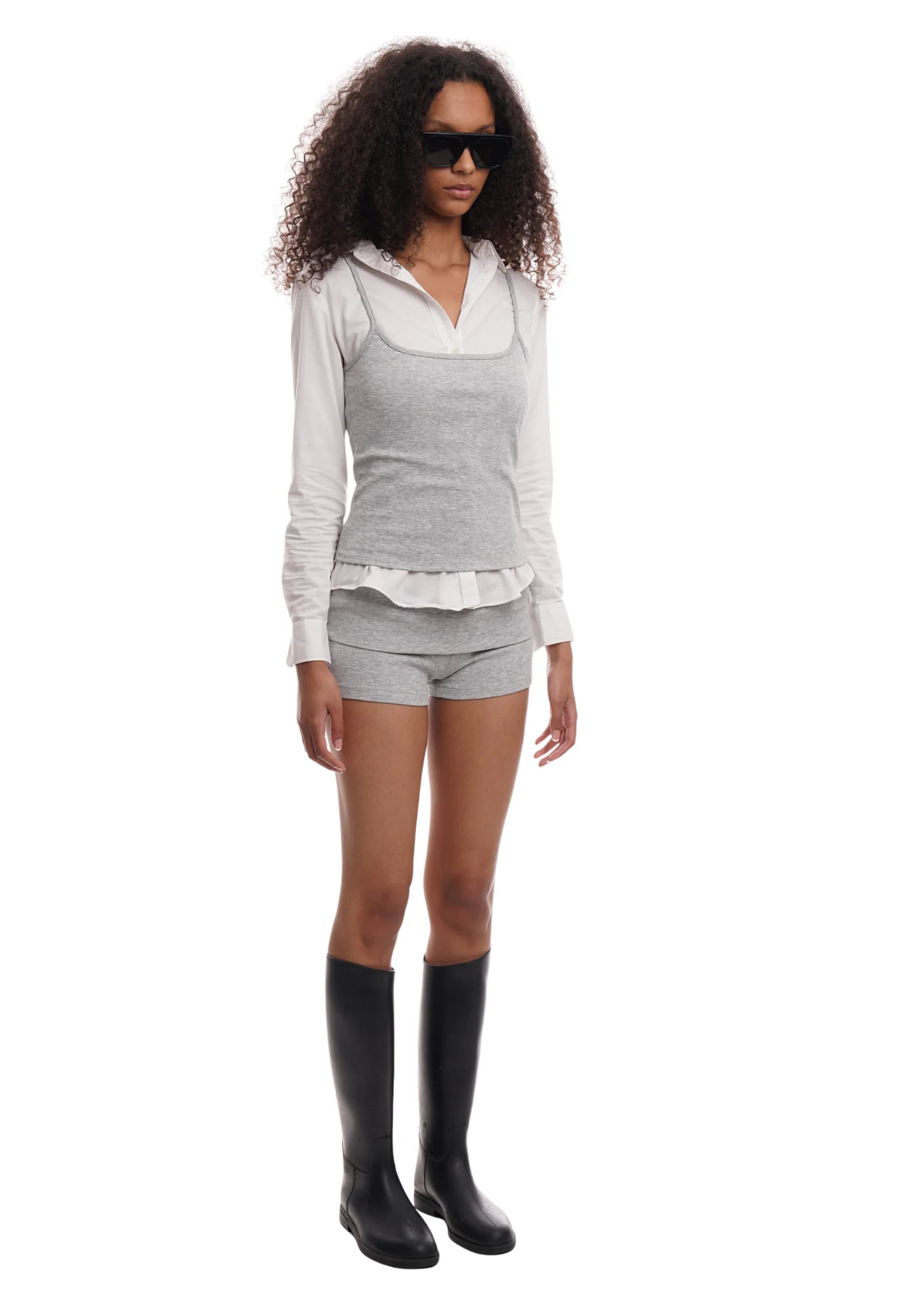 BOOTY SHORTS IN GREY MARL - Image 2