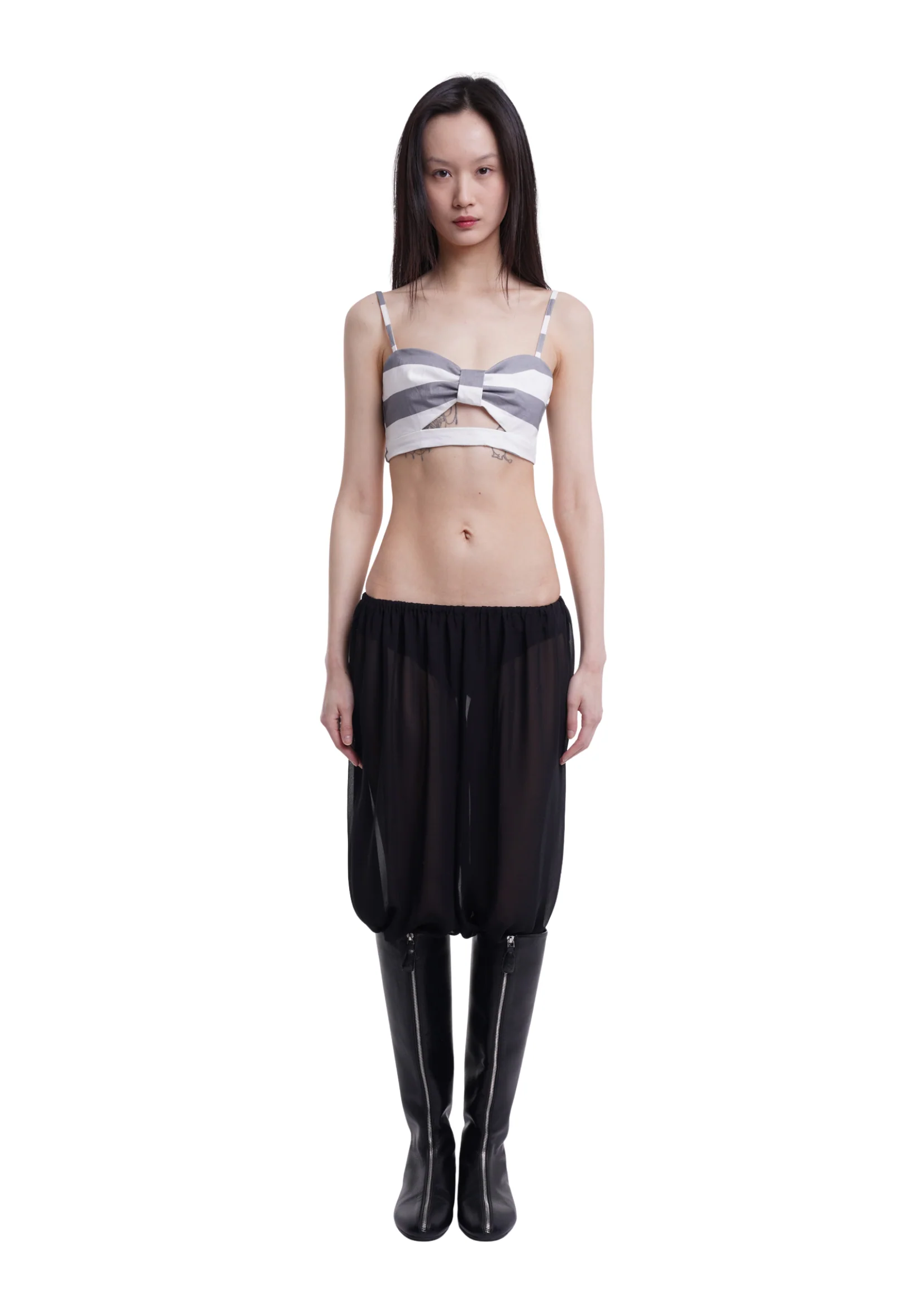 BRALETTE IN GREY & WHITE STRIPES - Image 4