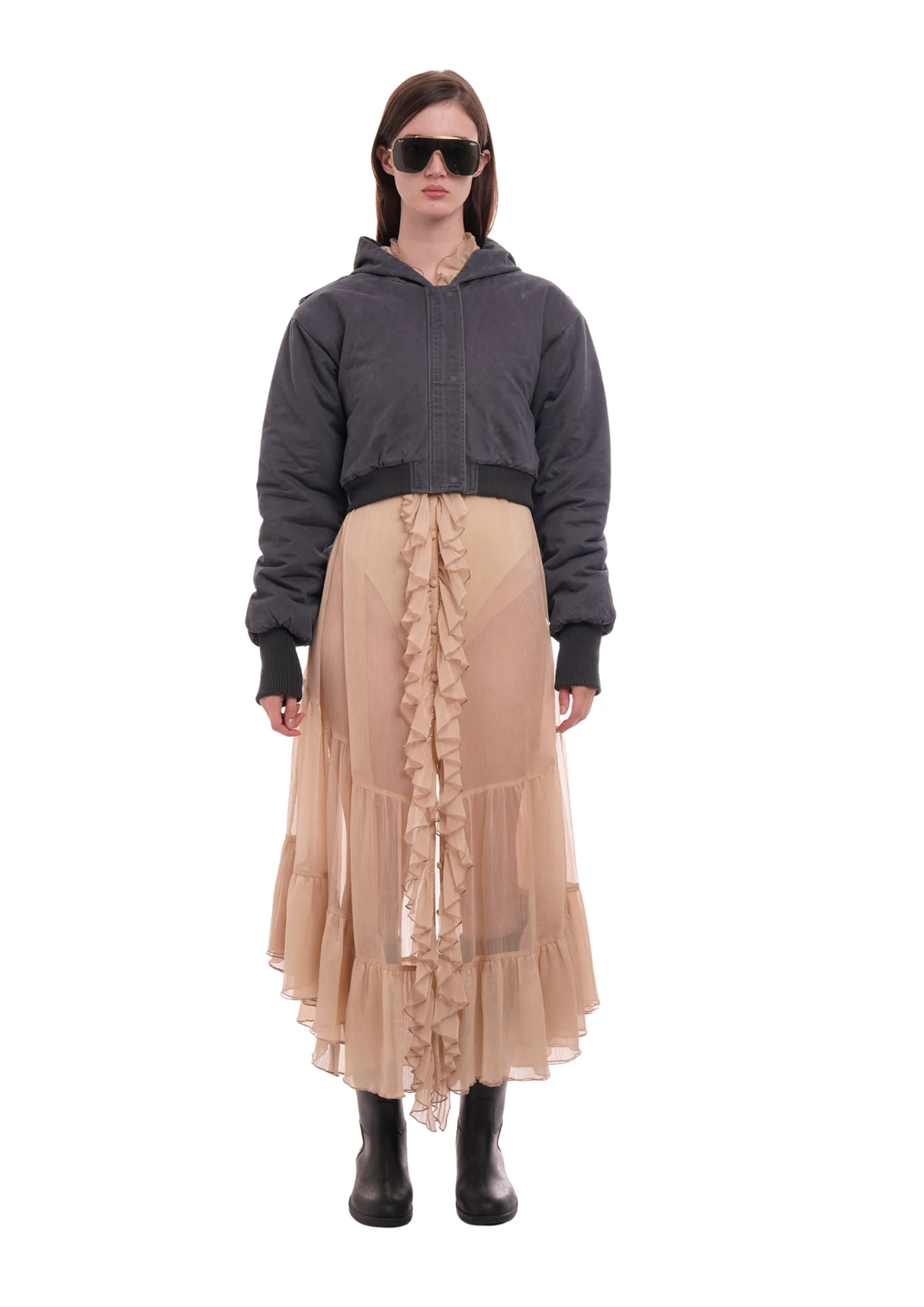 CAP CROP JACKET IN SMOKE - Image 2