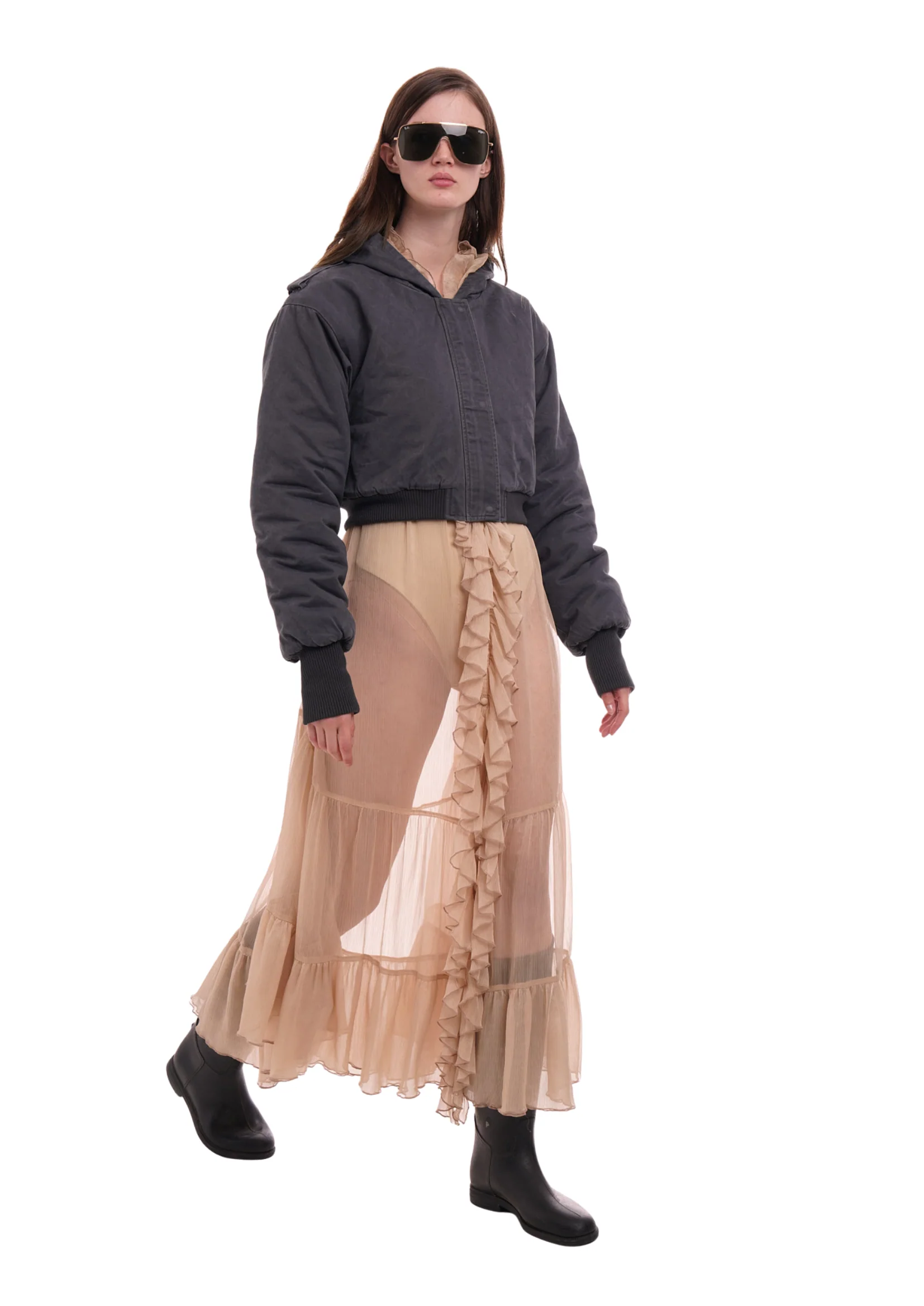 CAP CROP JACKET IN SMOKE - Image 5