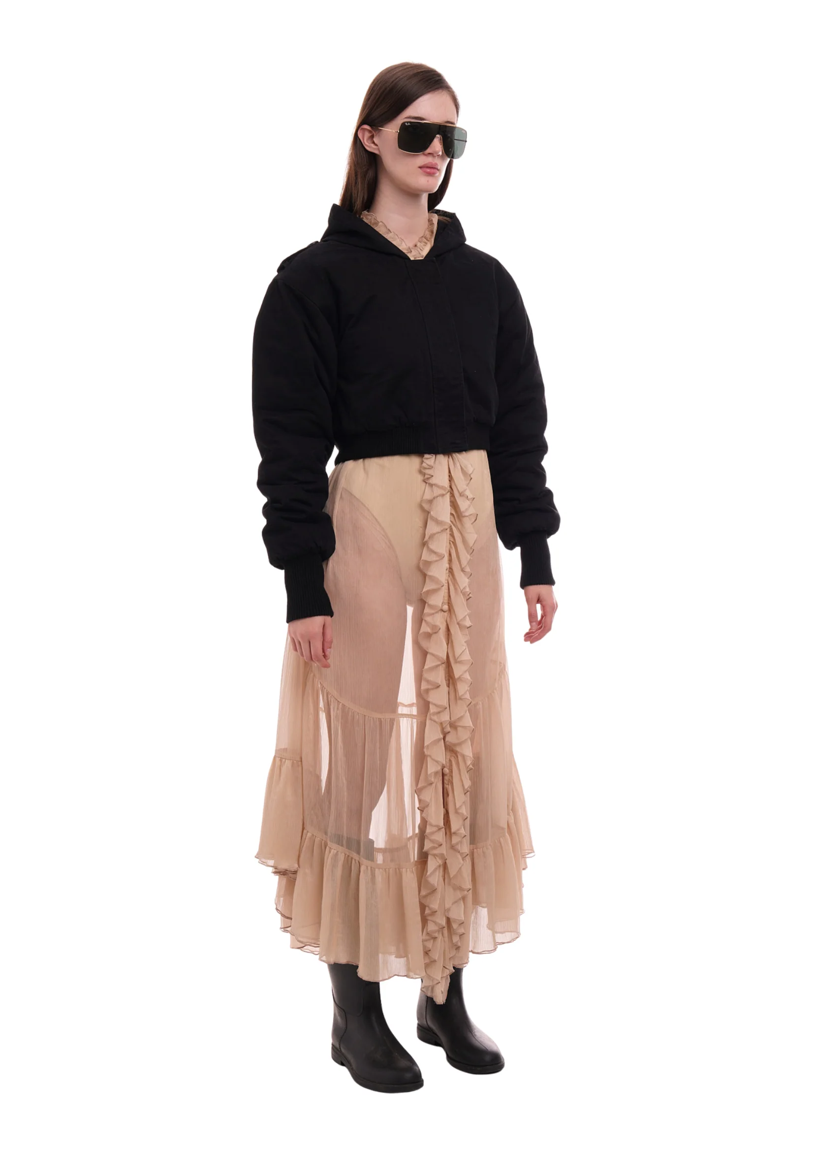 CAP CROP JACKET IN WORN BLACK - Image 2