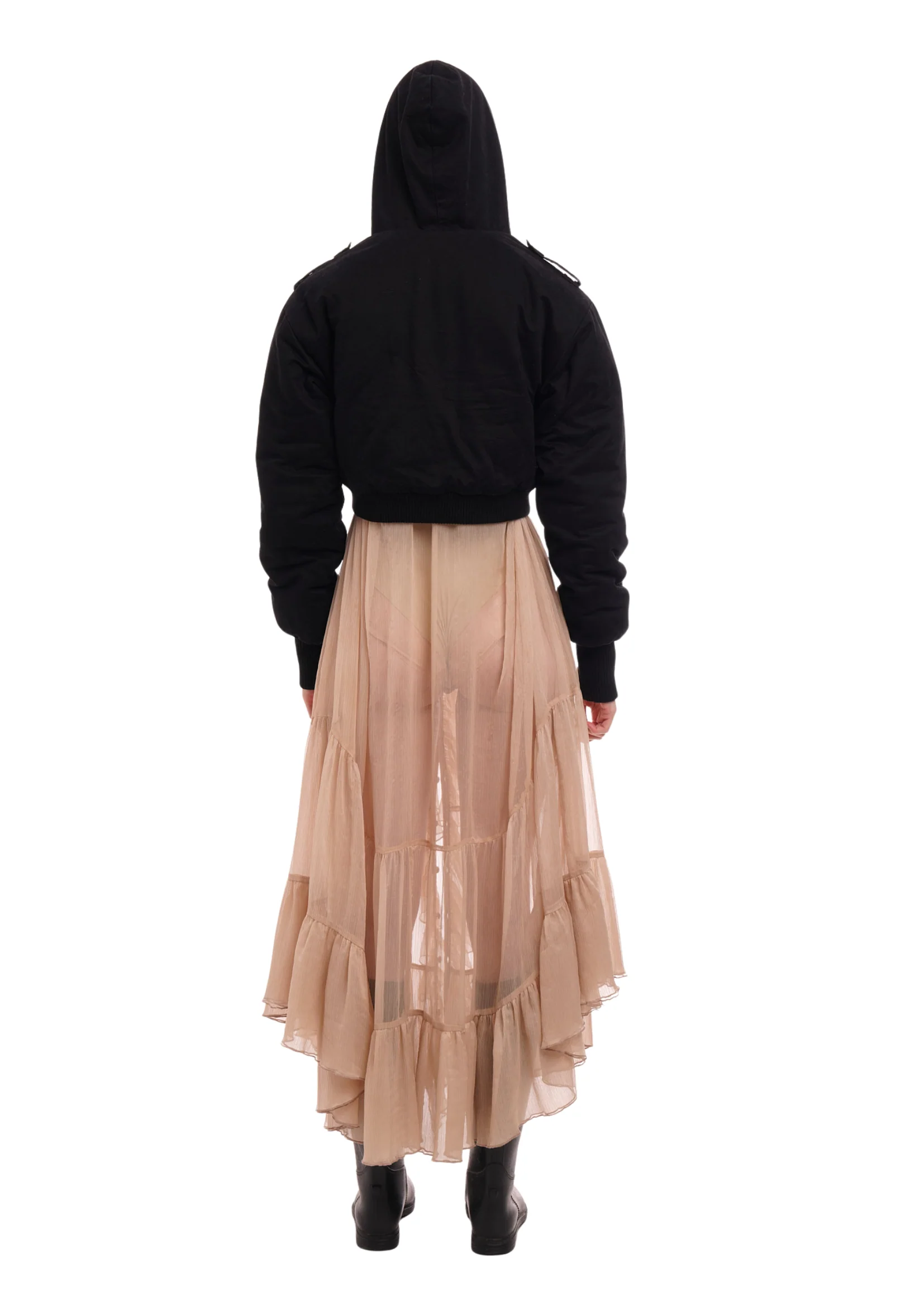 CAP CROP JACKET IN WORN BLACK - Image 4