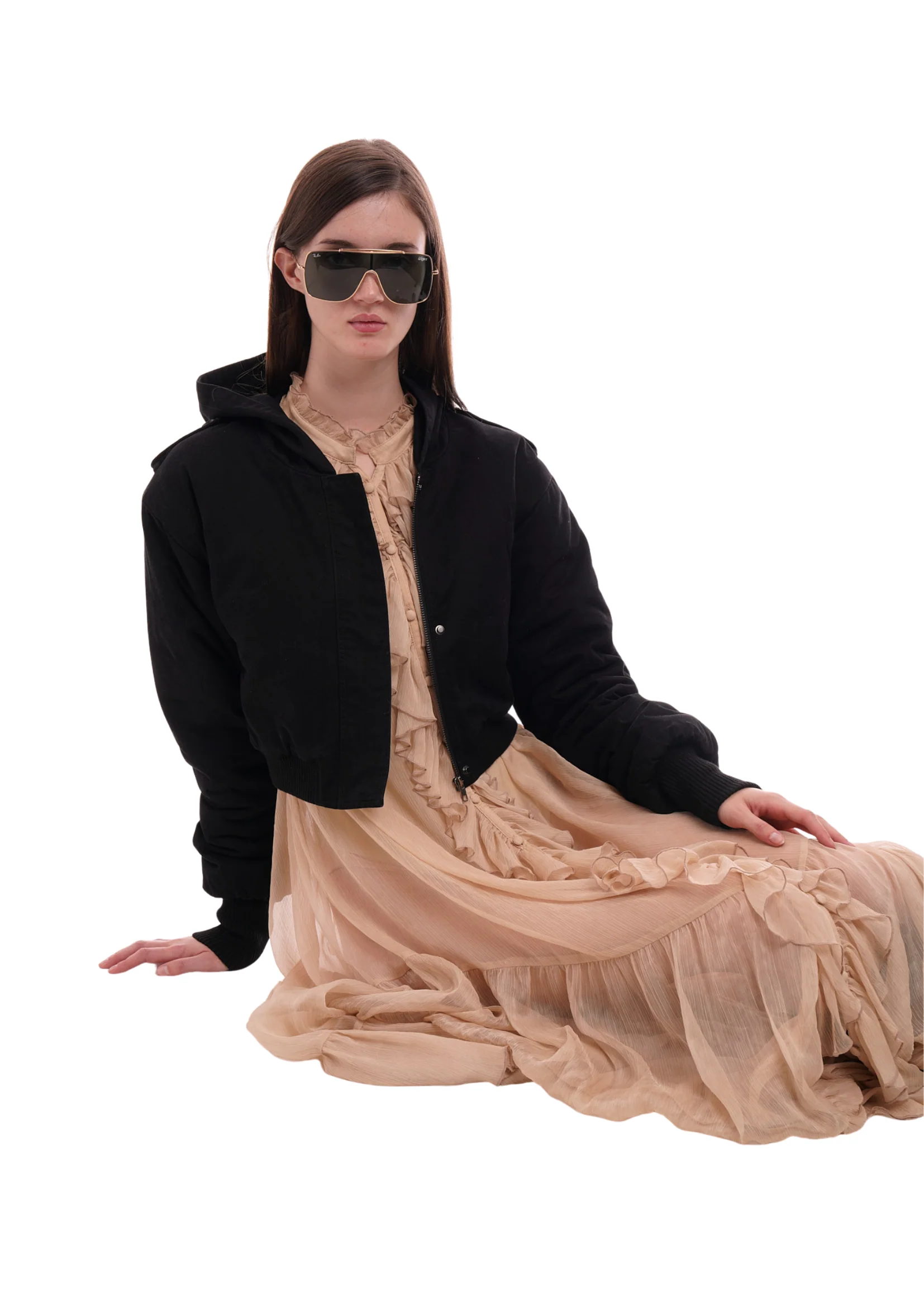 CAP CROP JACKET IN WORN BLACK - Image 5