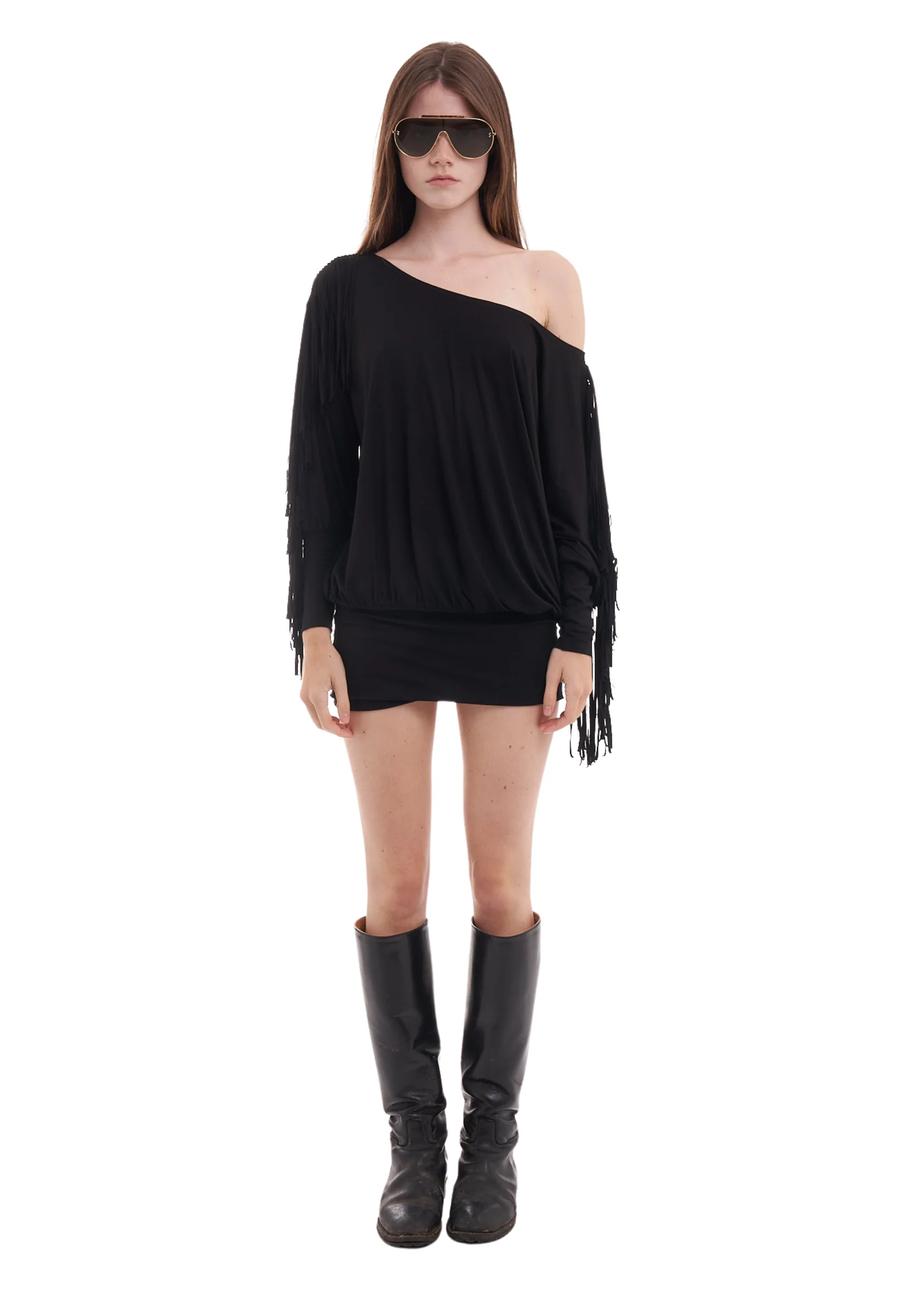 CHARLI FRINGE DRESS IN BLACK - Image 2