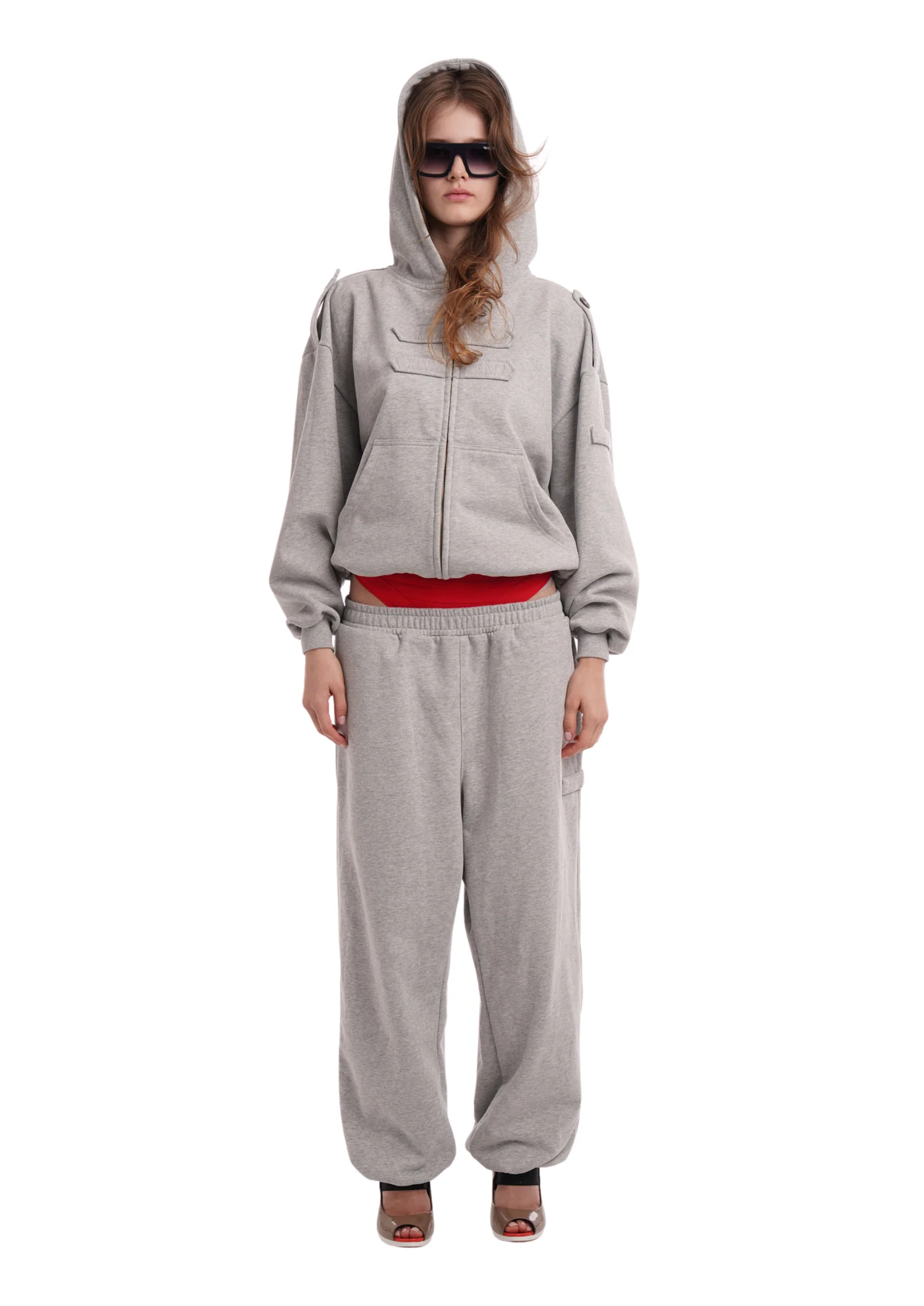 COVER HOODIE IN GREY MARL - Image 3
