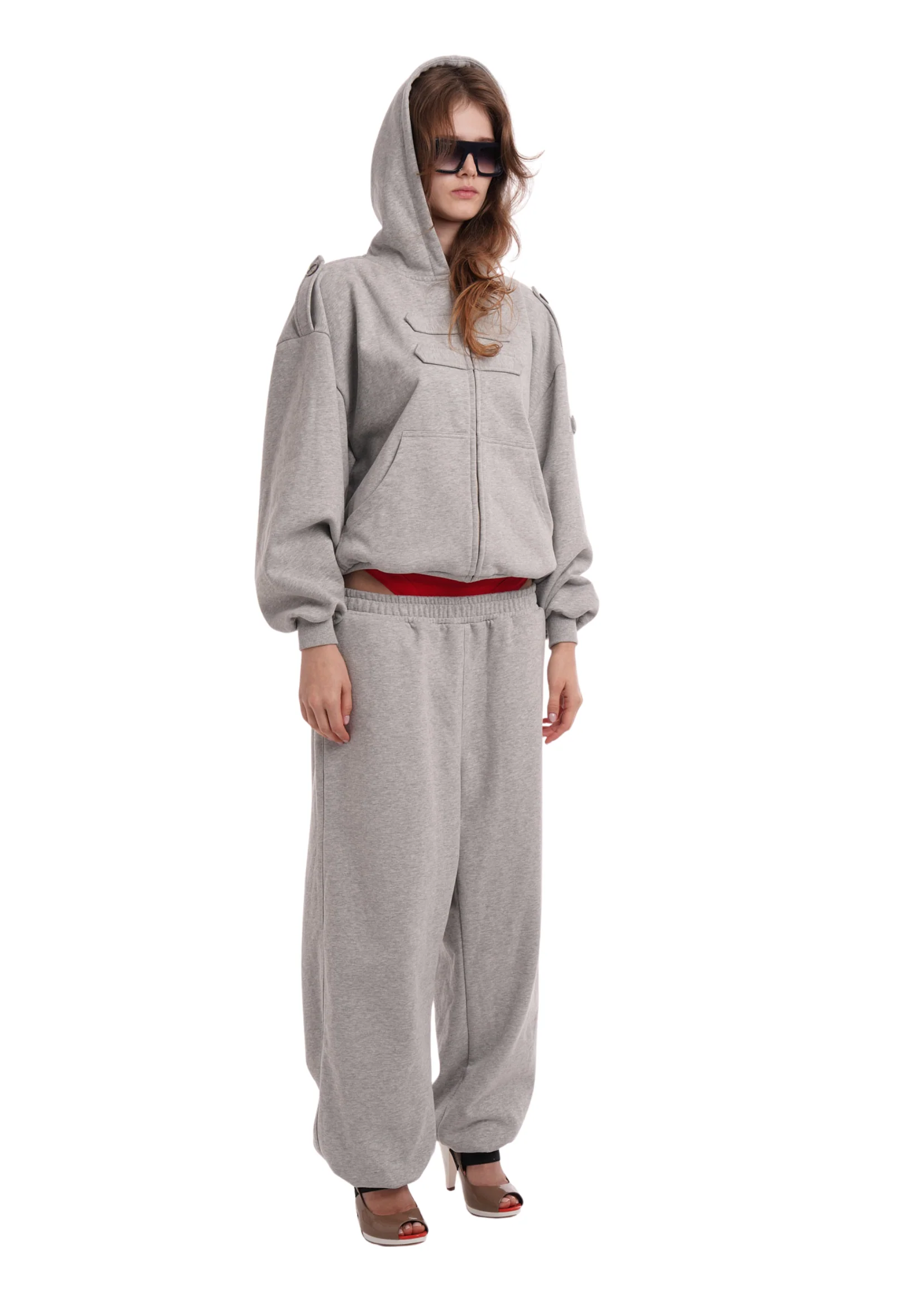 COVER HOODIE IN GREY MARL - Image 4