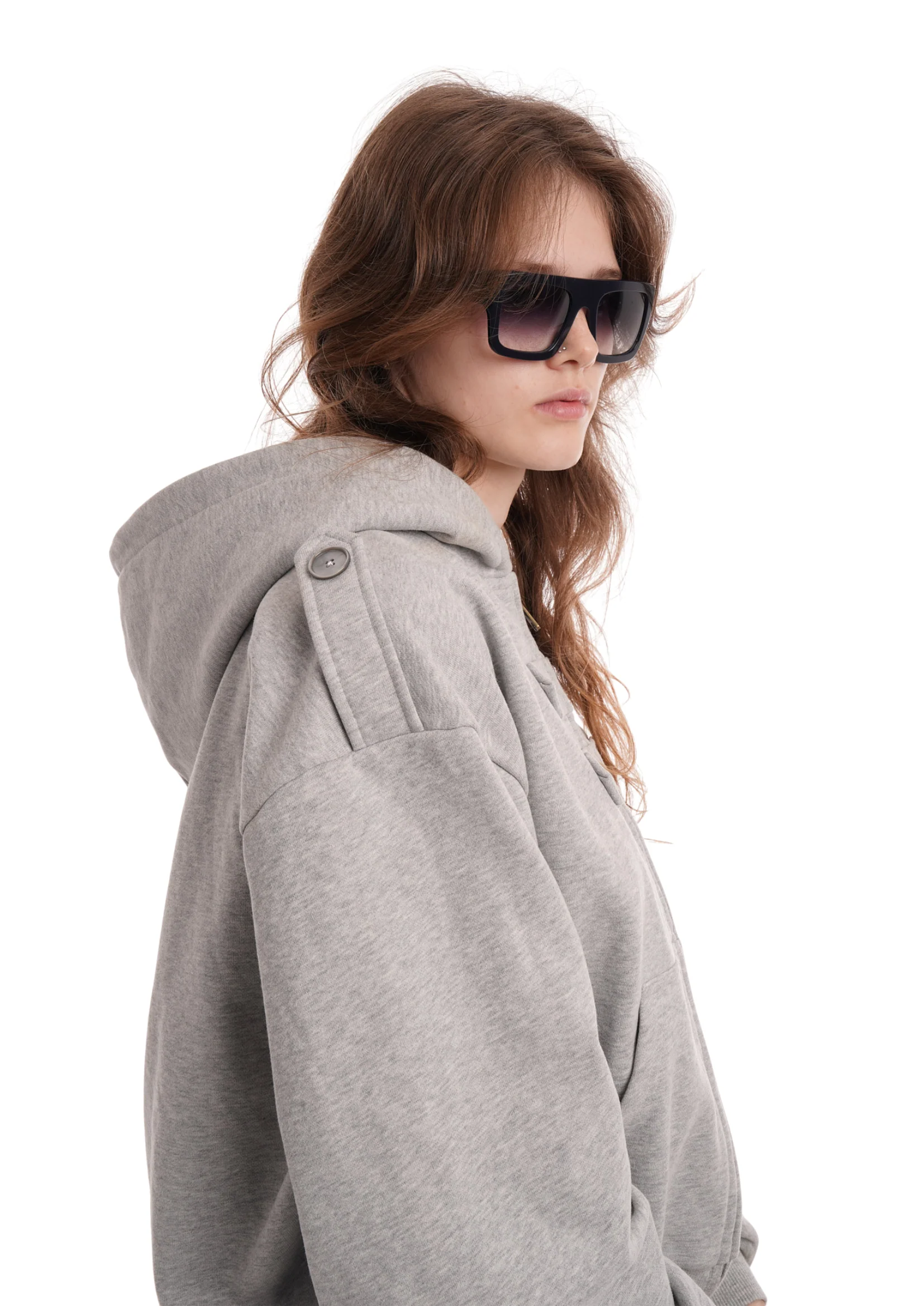 COVER HOODIE IN GREY MARL - Image 5
