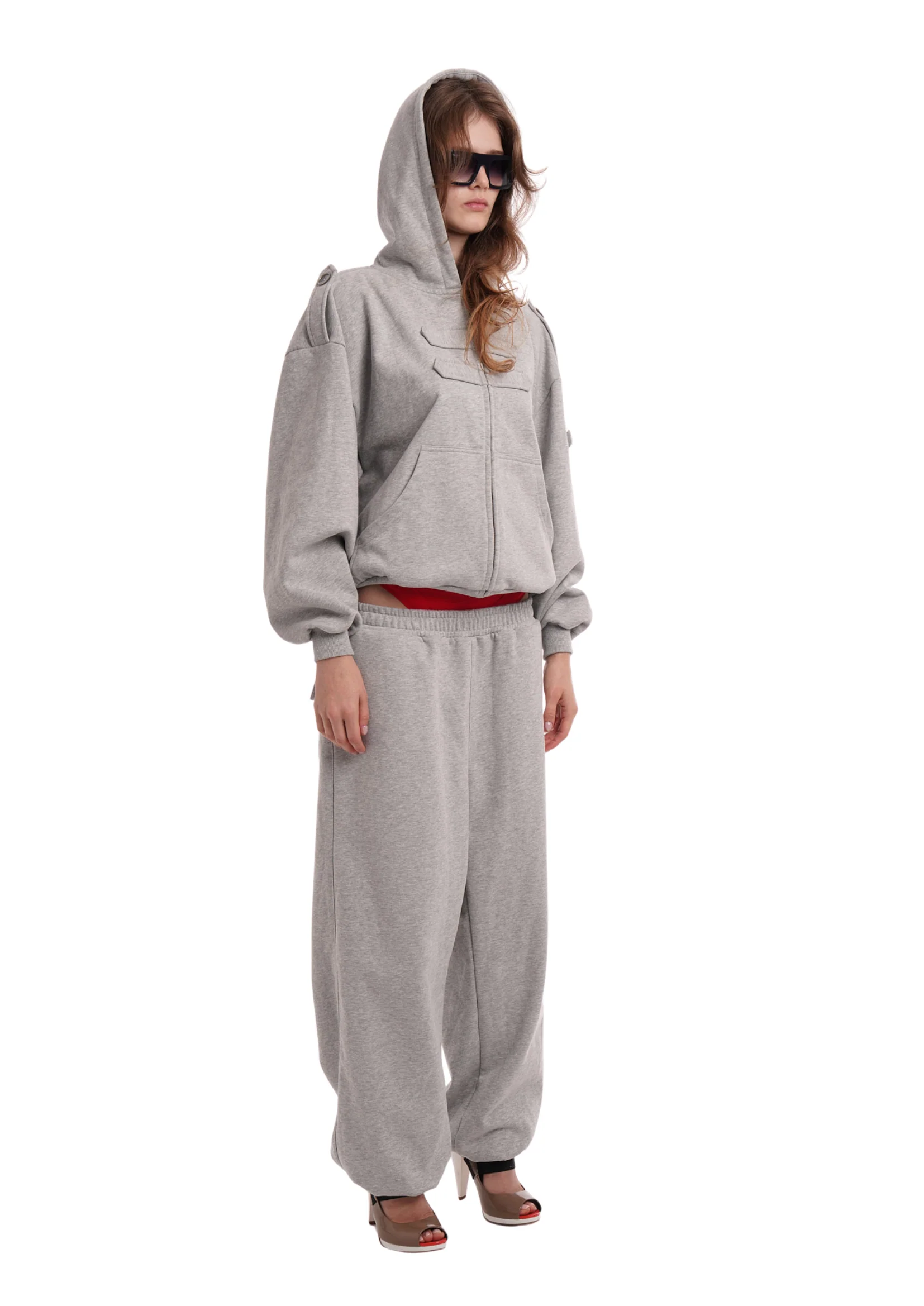 COVER TRACK PANTS IN GREY MARL - Image 3