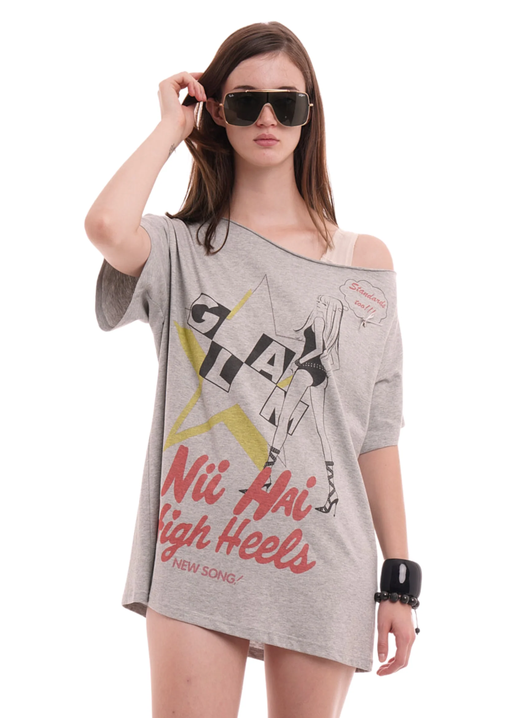 DUBS TEE IN GREY MARL & NEON YELLOW - Image 4