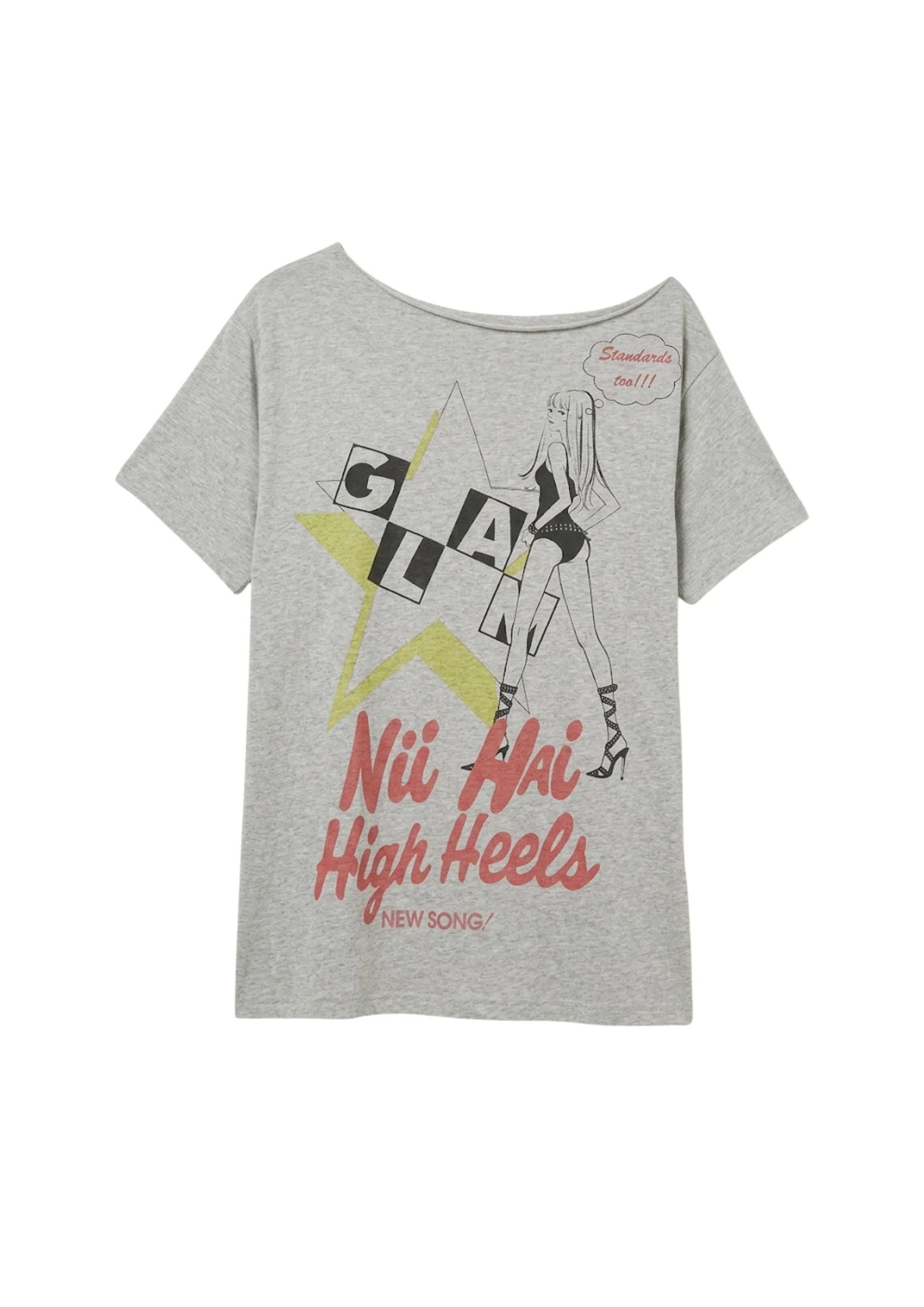 DUBS TEE IN GREY MARL & NEON YELLOW - Image 7