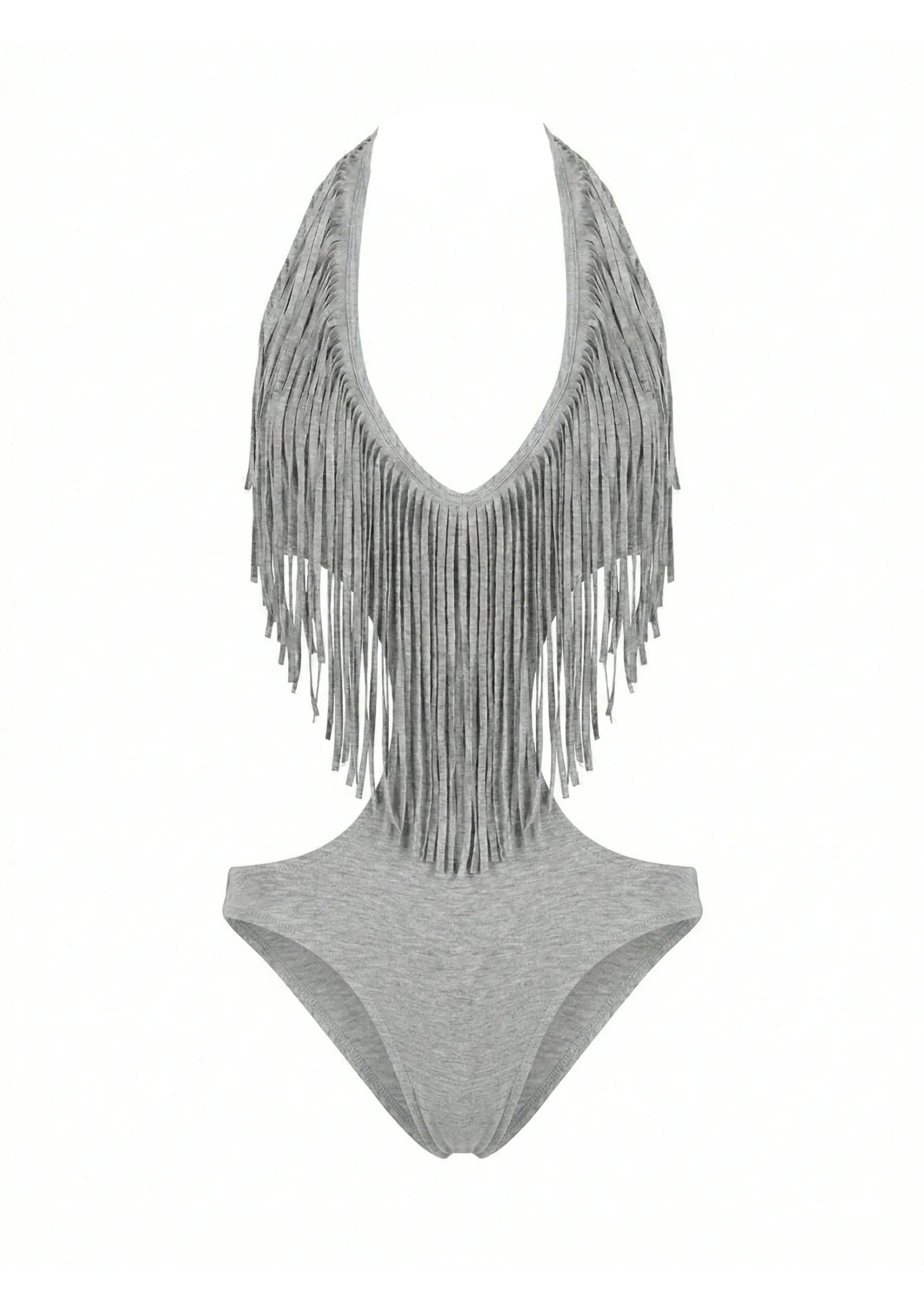 FRINGE BODYSUIT IN GREY MARL - Image 6
