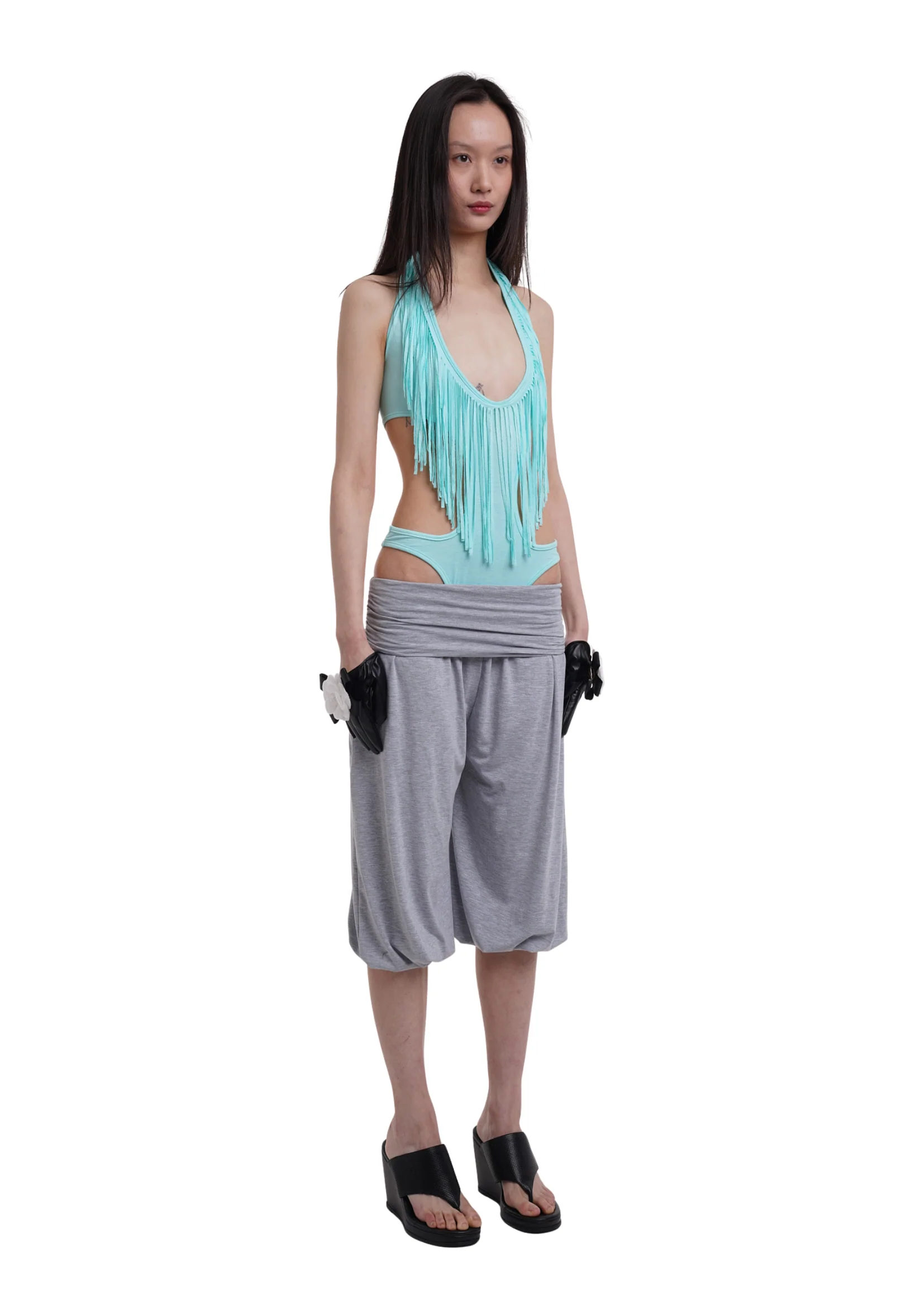 FRINGE BODYSUIT IN ICE - Image 2