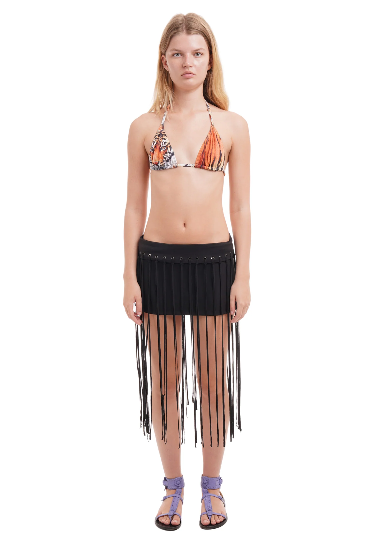 FRINGE SWIM SKIRT IN BLACK - Image 2