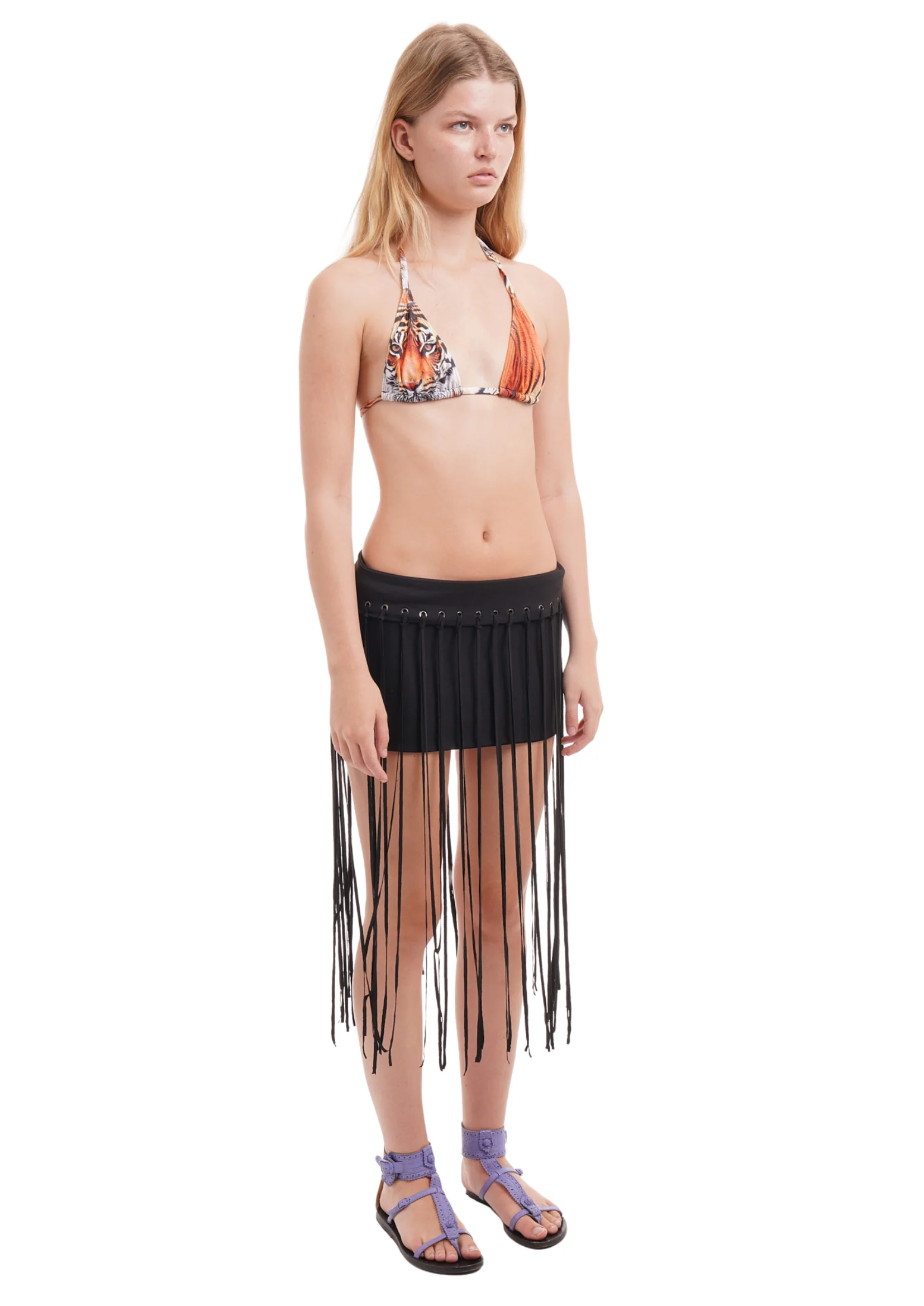FRINGE SWIM SKIRT IN BLACK - Image 5