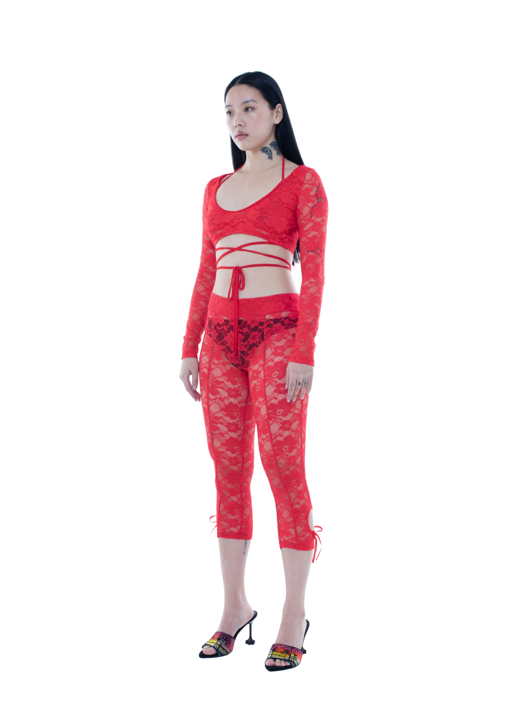 LACE CROP TOP IN RED - Image 2