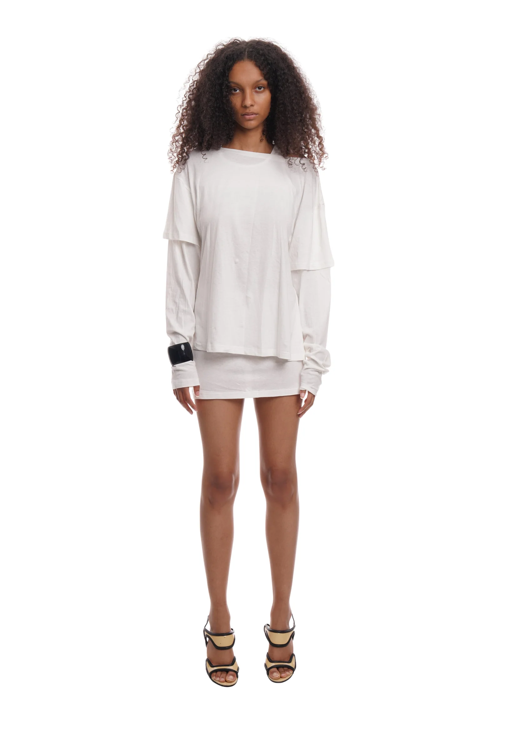 DOUBLE LAYER T-SHIRT DRESS IN WHITE