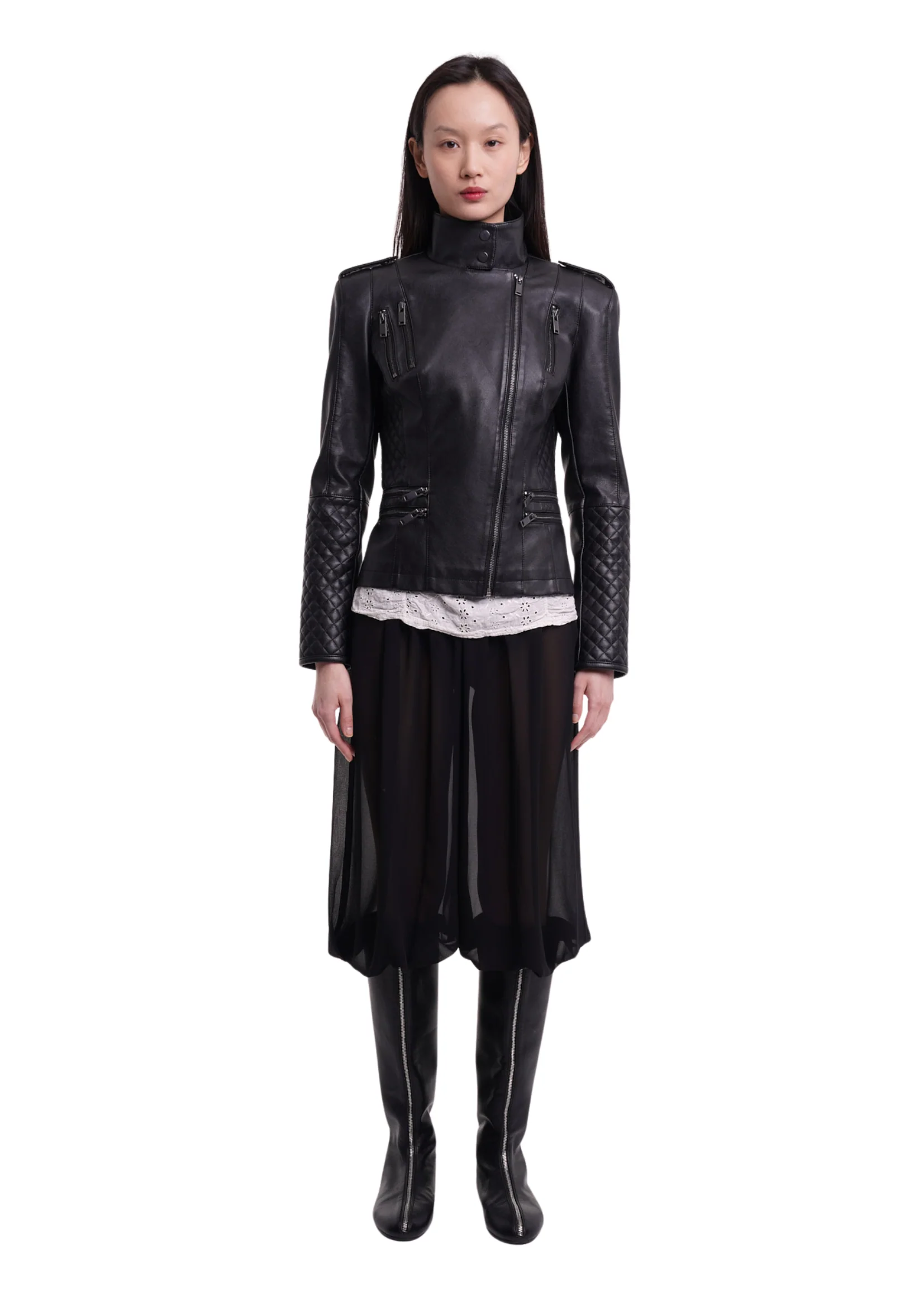 THE MARA LEATHER JACKET IN BLACK - Image 3