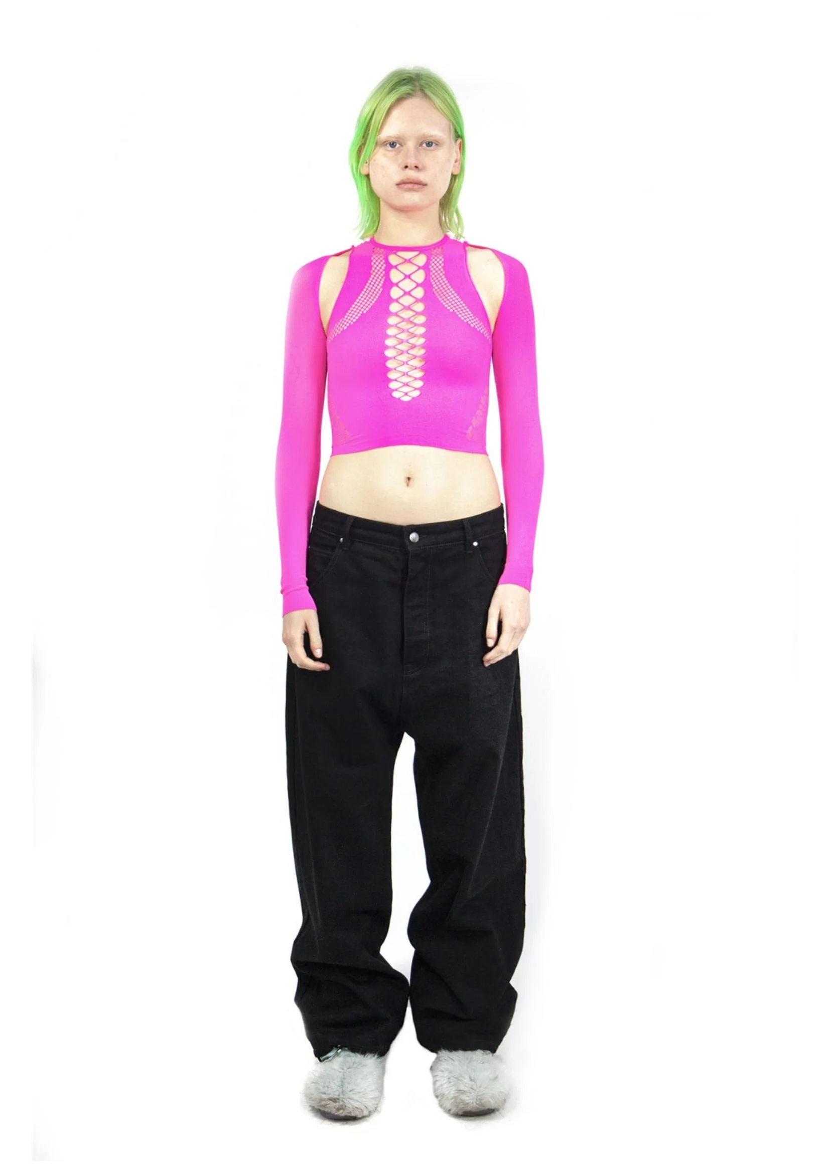 SHAPEWEAR STRETCH TOP & SLEEVES IN PINK - Image 2