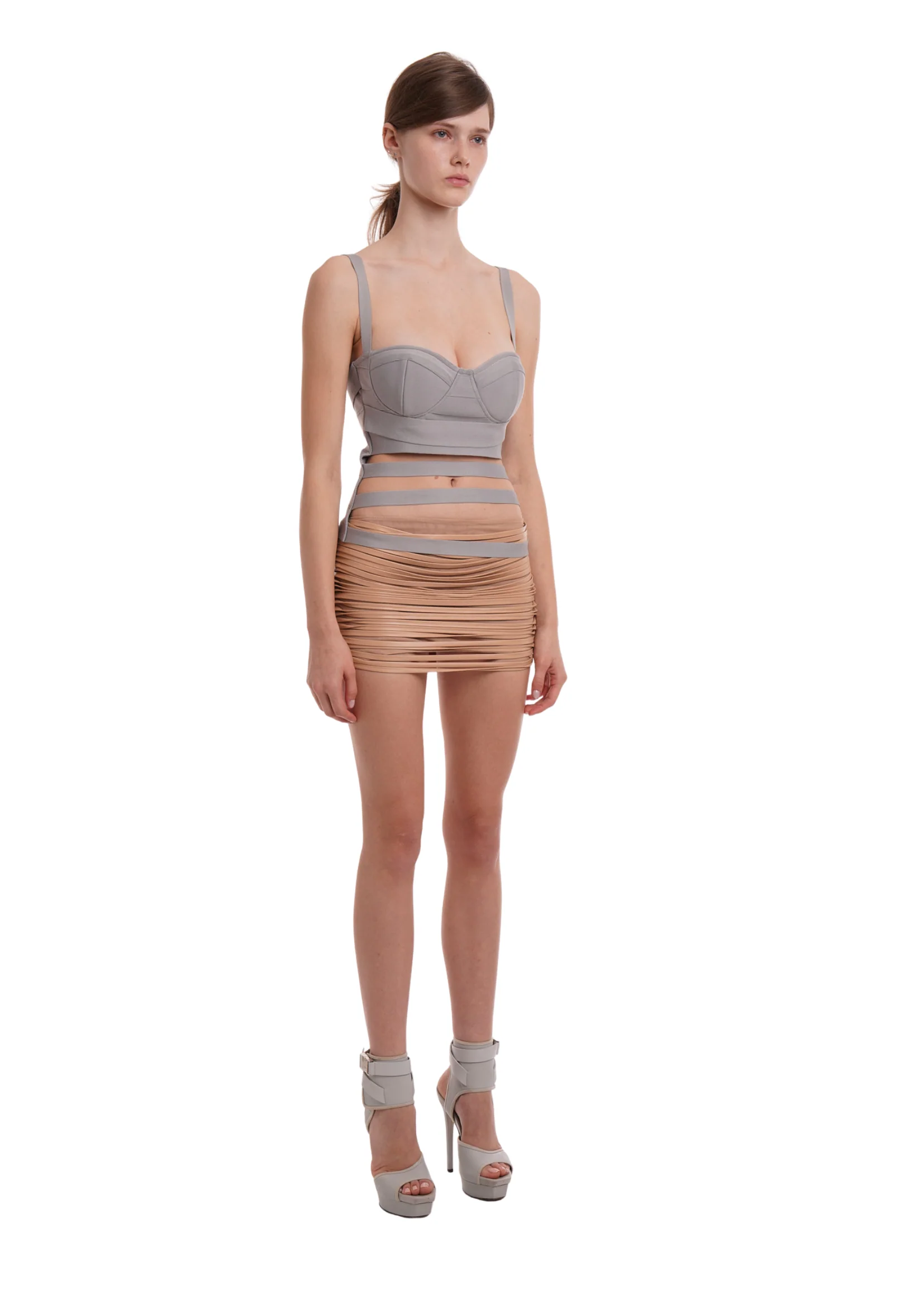 SNEAK BANDAGE TOP IN MID GREY - Image 3