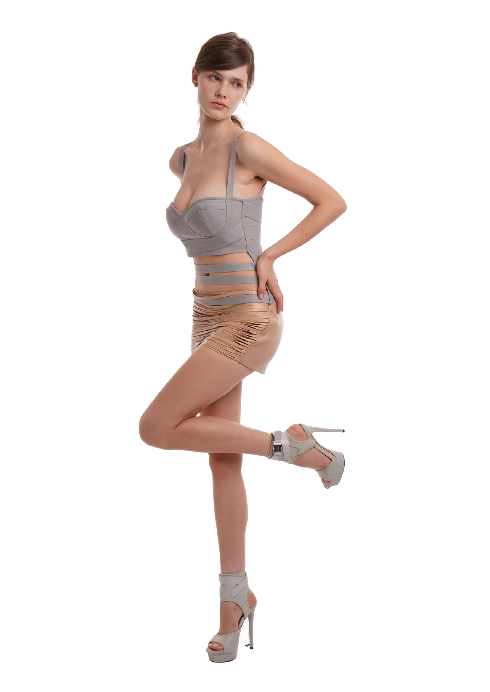 SNEAK BANDAGE TOP IN MID GREY - Image 5