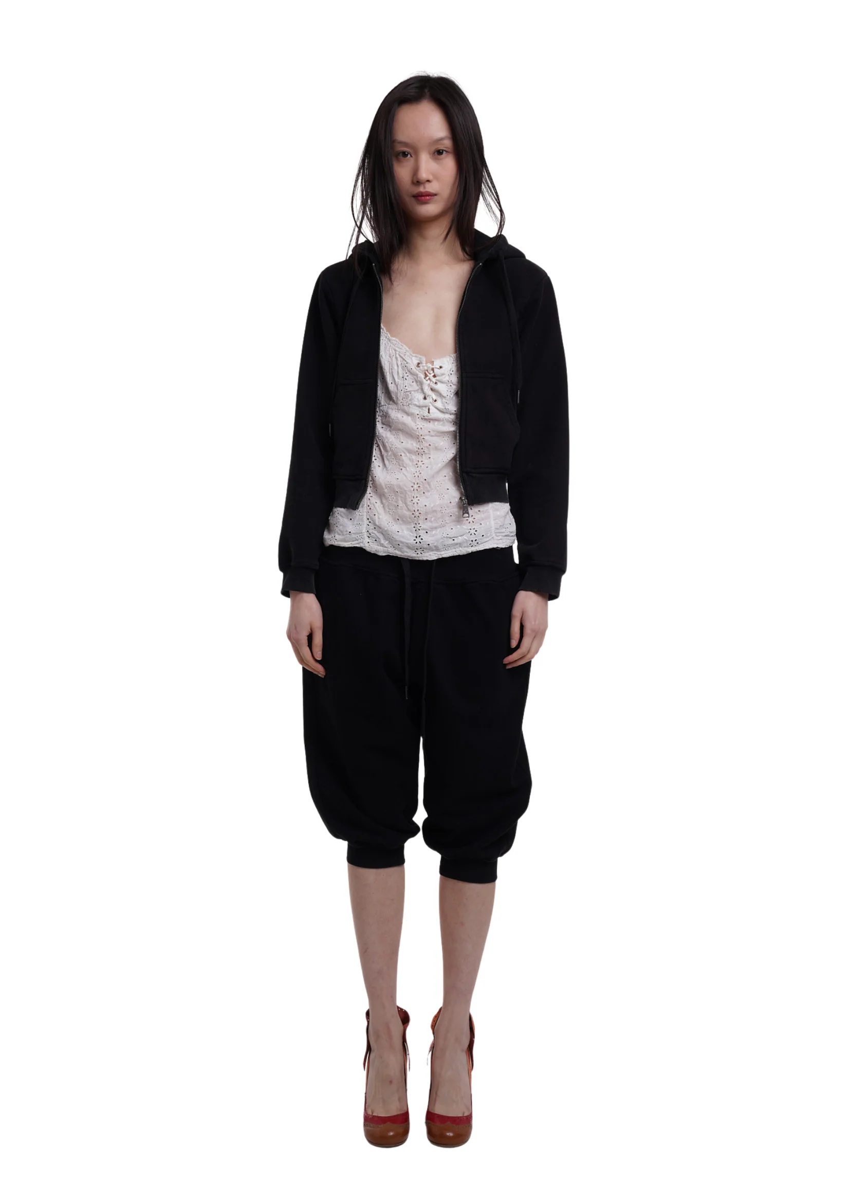 SWEATS SET CAPRIS IN WORN BLACK - Image 2