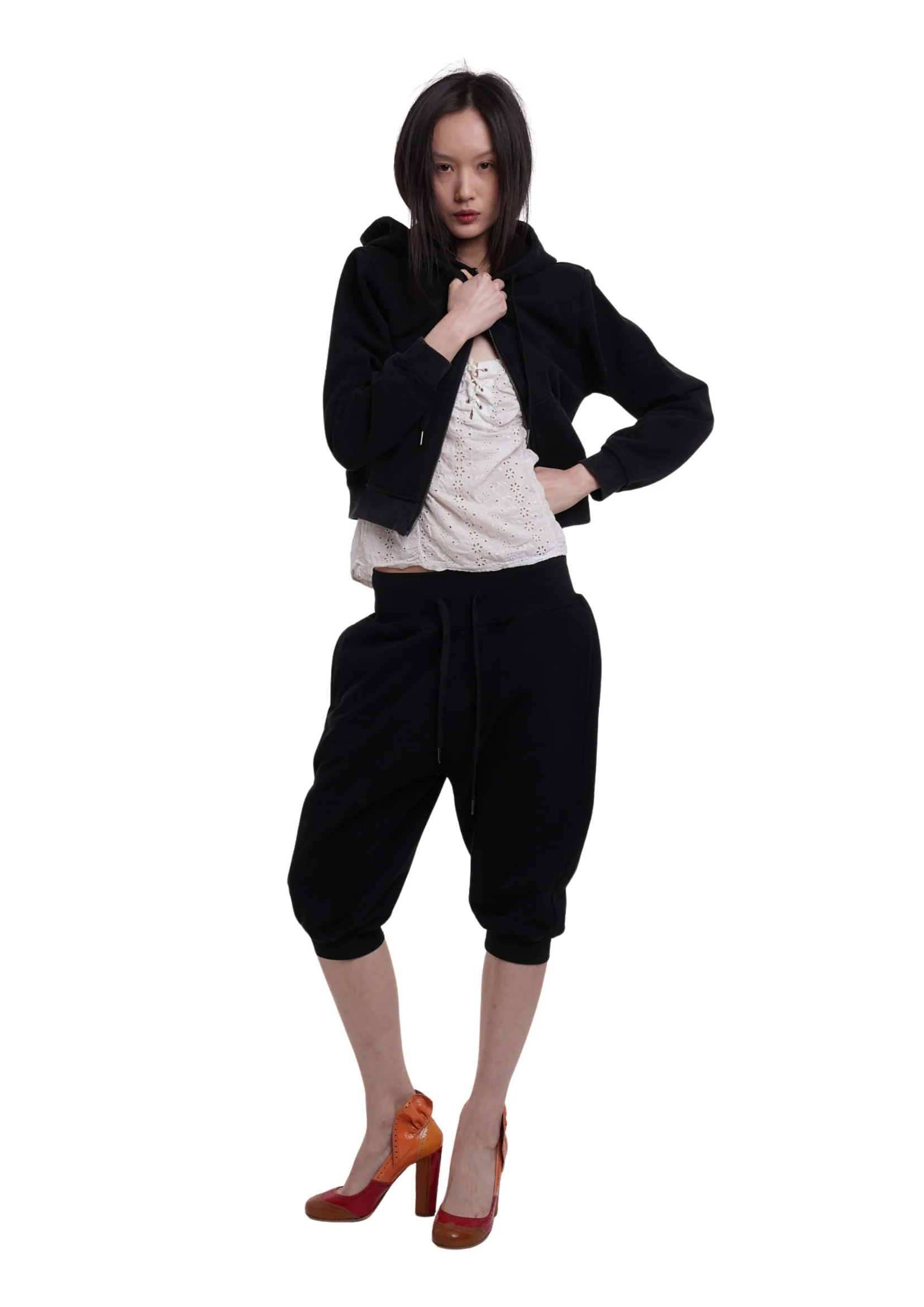 SWEATS SET CAPRIS IN WORN BLACK - Image 4