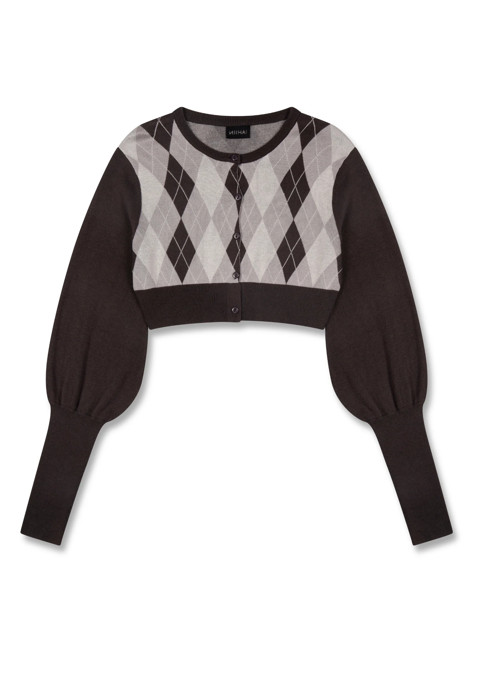 THE BUBBLE CARDI IN GREY ARGYLE