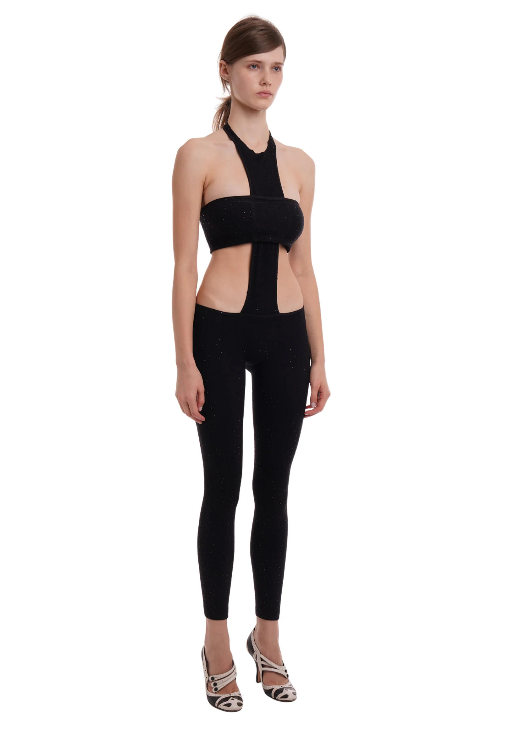 THE CROSS JUMPSUIT IN BLACK WITH RHINESTONES - Image 2