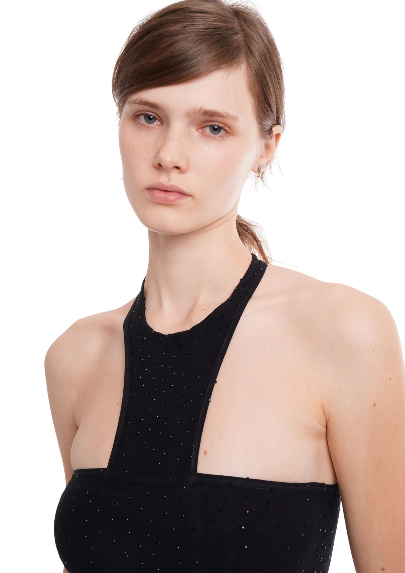THE CROSS JUMPSUIT IN BLACK WITH RHINESTONES - Image 3