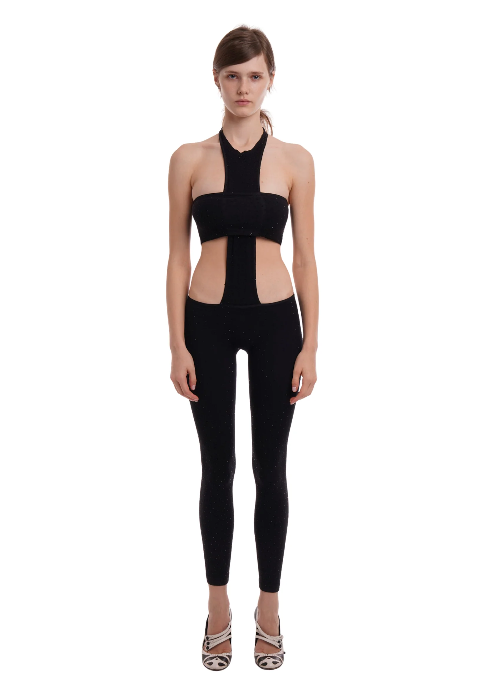 THE CROSS JUMPSUIT IN BLACK WITH RHINESTONES - Image 4