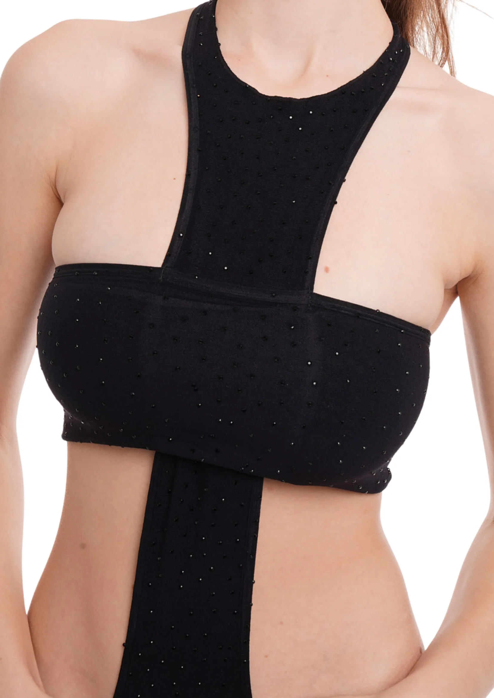 THE CROSS JUMPSUIT IN BLACK WITH RHINESTONES - Image 5