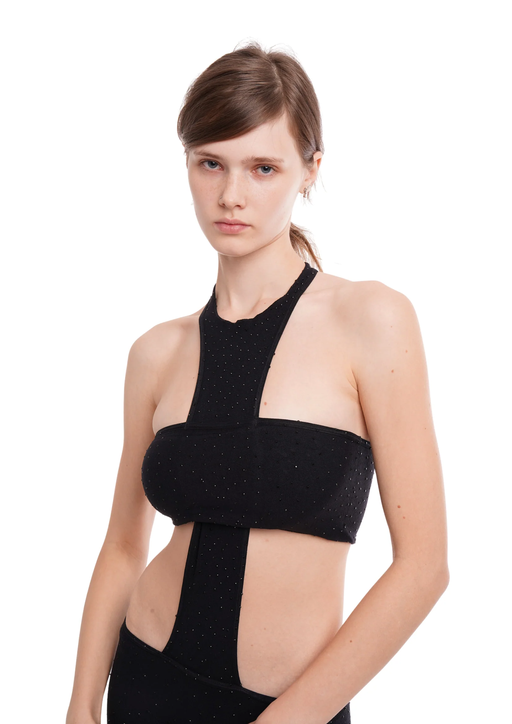 THE CROSS JUMPSUIT IN BLACK WITH RHINESTONES - Image 6