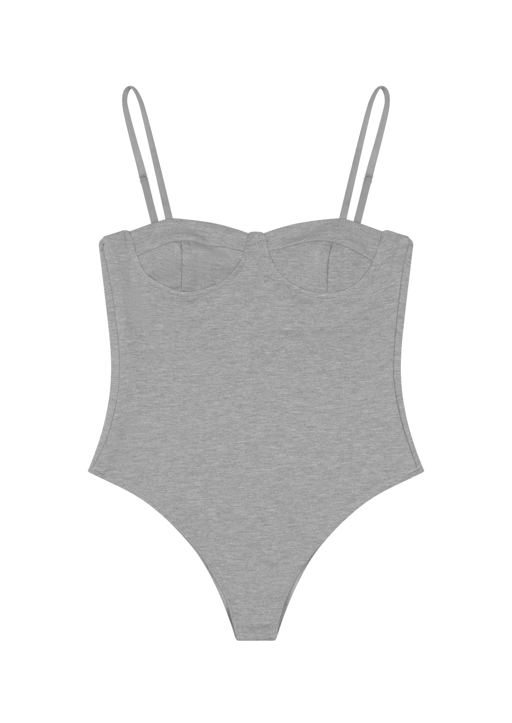 THE PLUNGE BODYSUIT IN GREY MARL - Image 2