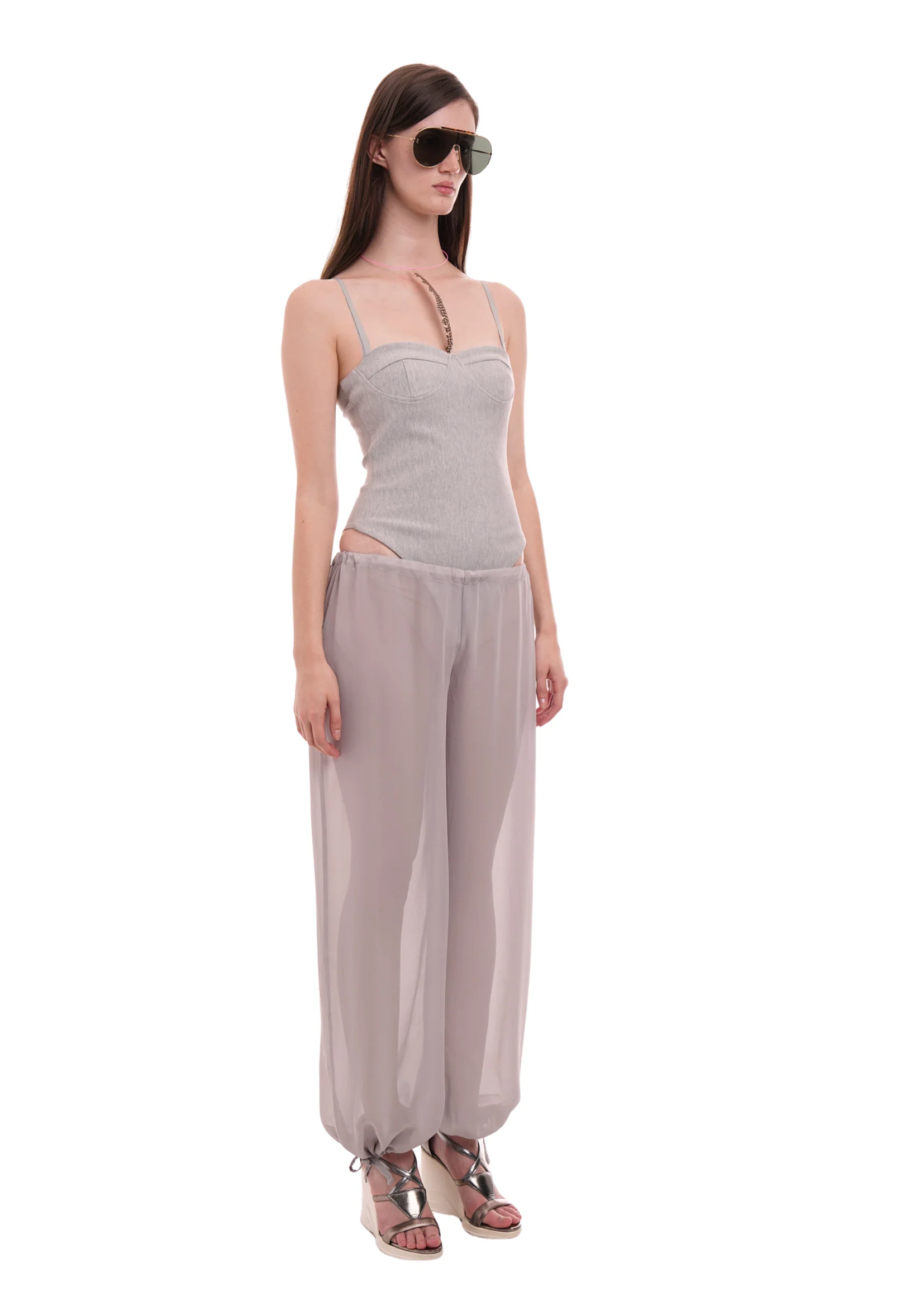 THE PLUNGE BODYSUIT IN GREY MARL - Image 4