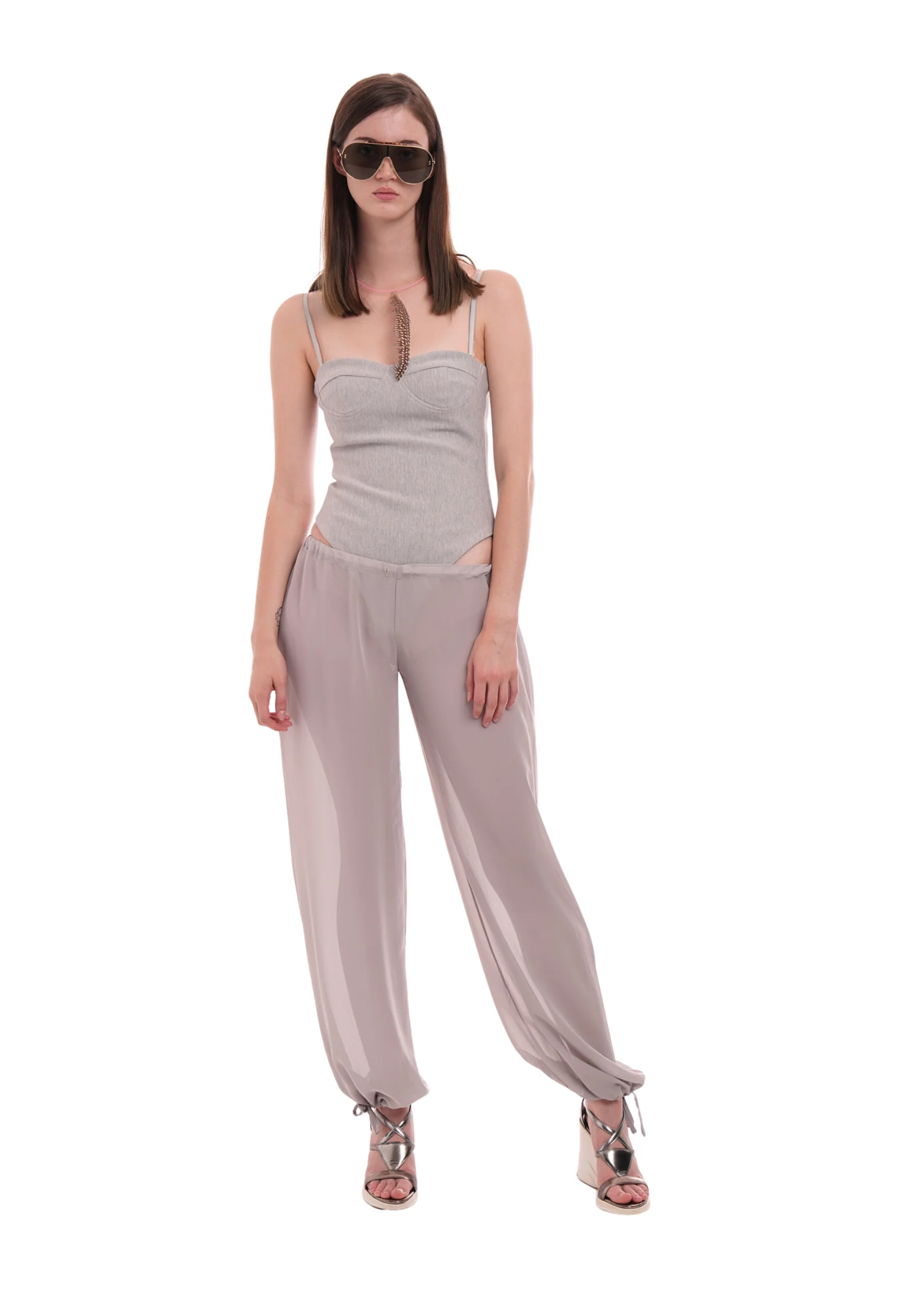 THE PLUNGE BODYSUIT IN GREY MARL - Image 6