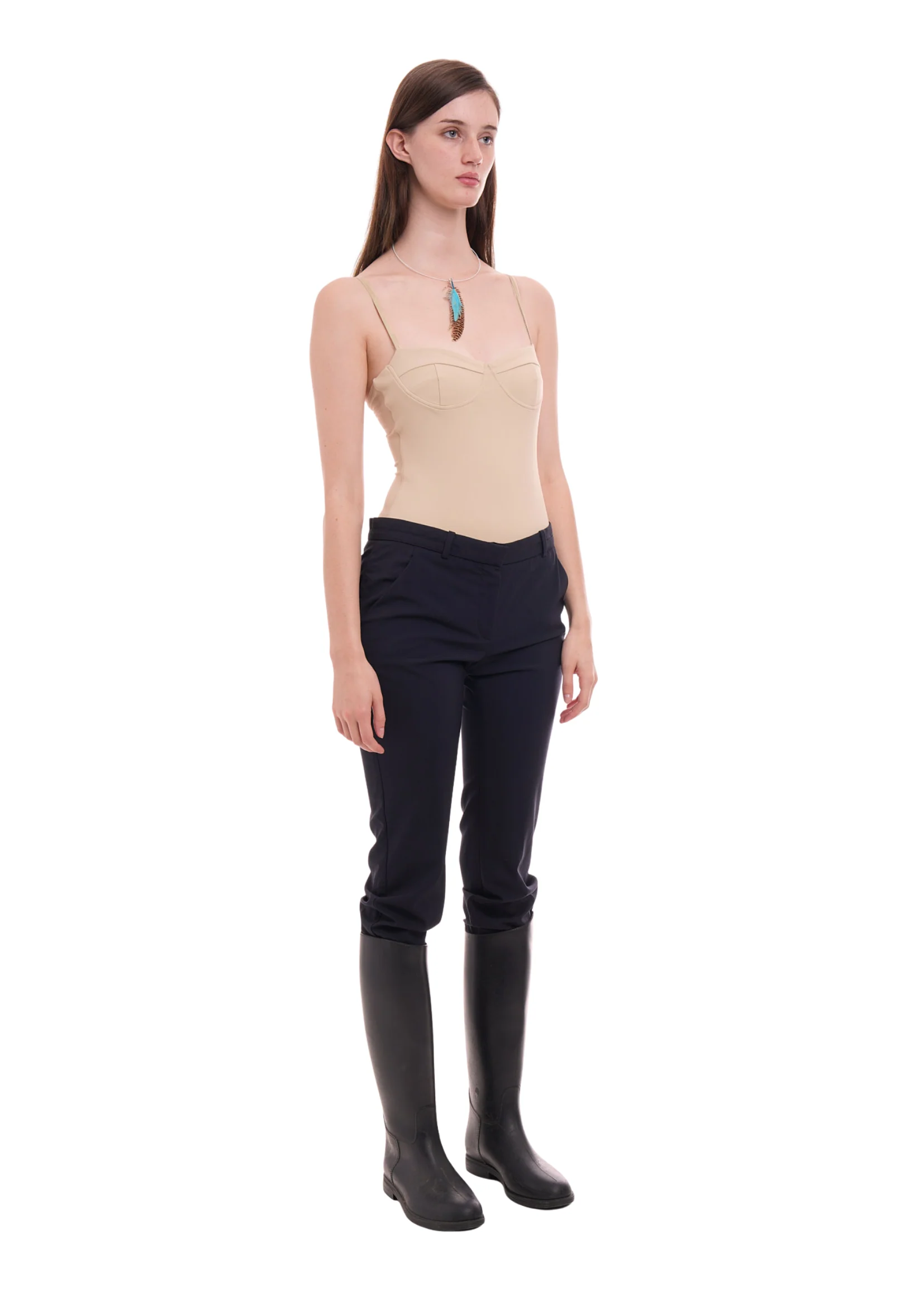 THE PLUNGE BODYSUIT IN LIGHT TAUPE - Image 2