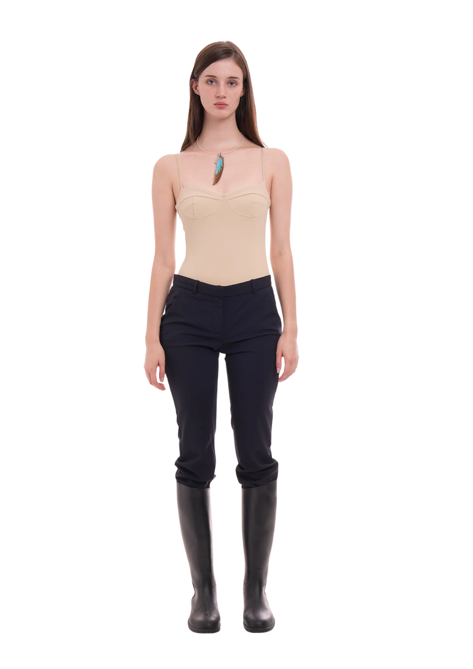 THE PLUNGE BODYSUIT IN LIGHT TAUPE - Image 4