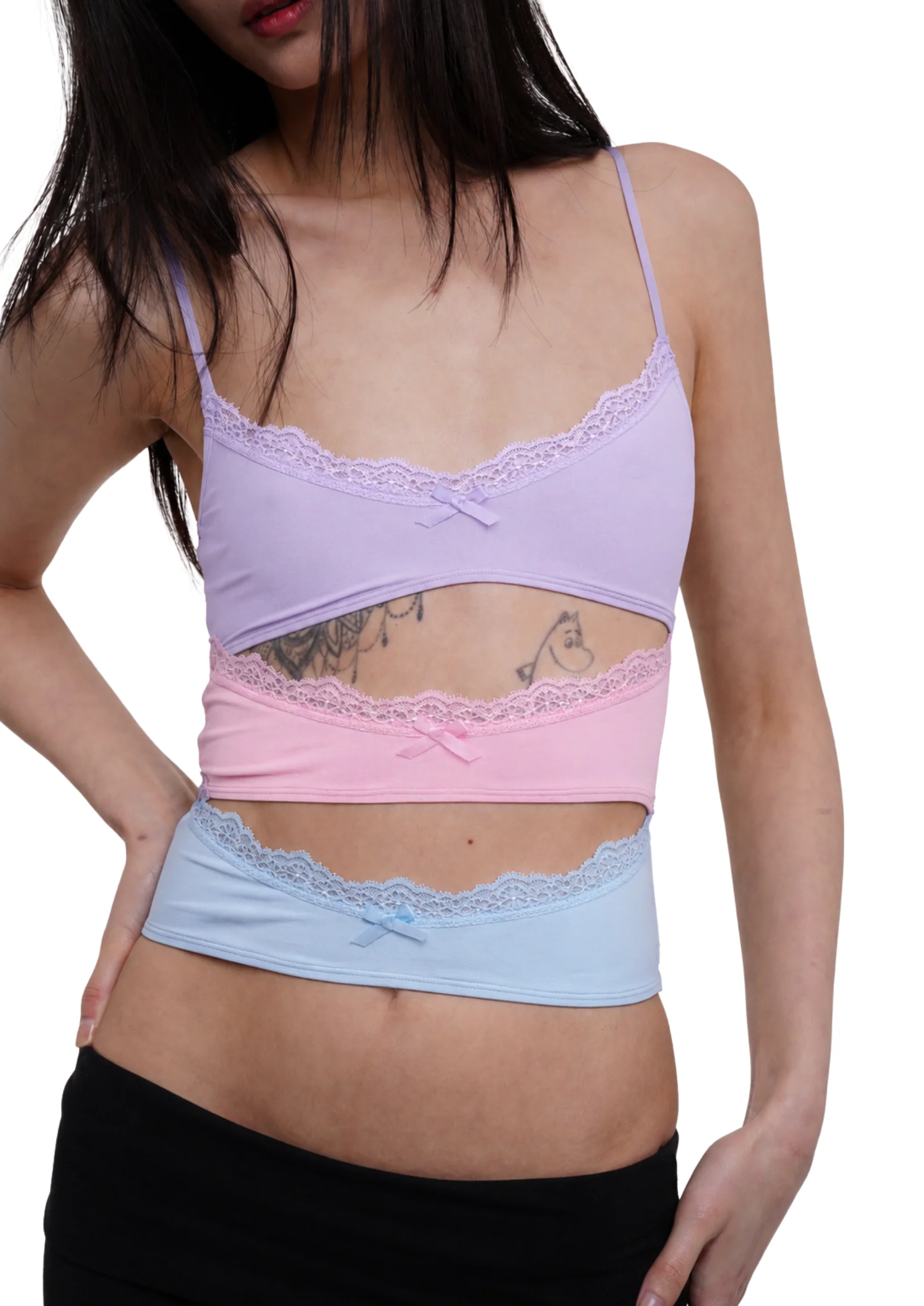 TRIPLE LAYERED BRA IN PURPLE PINK & BLUE - Image 2