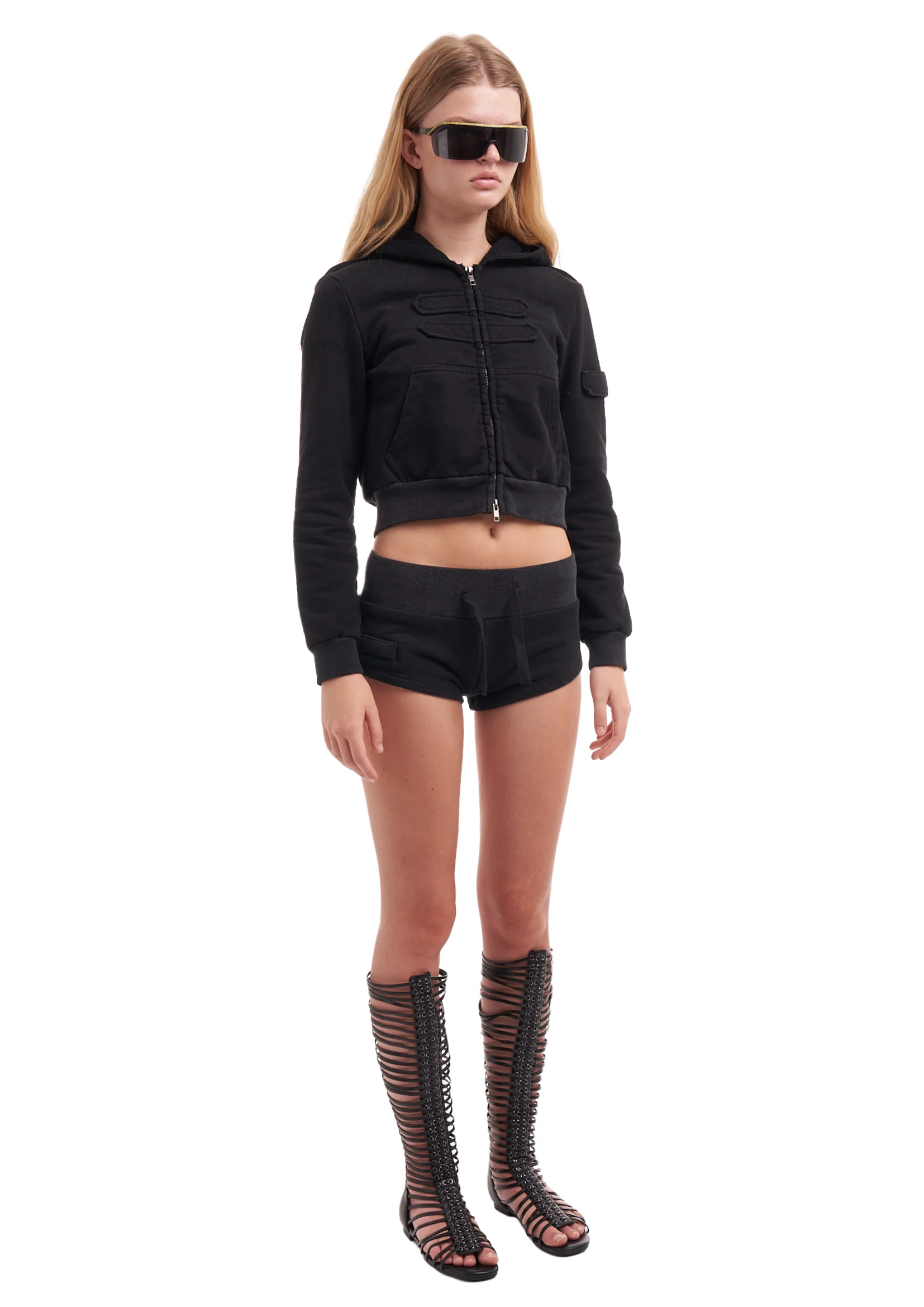 UTILITY BOOTY SHORTS IN BLACK