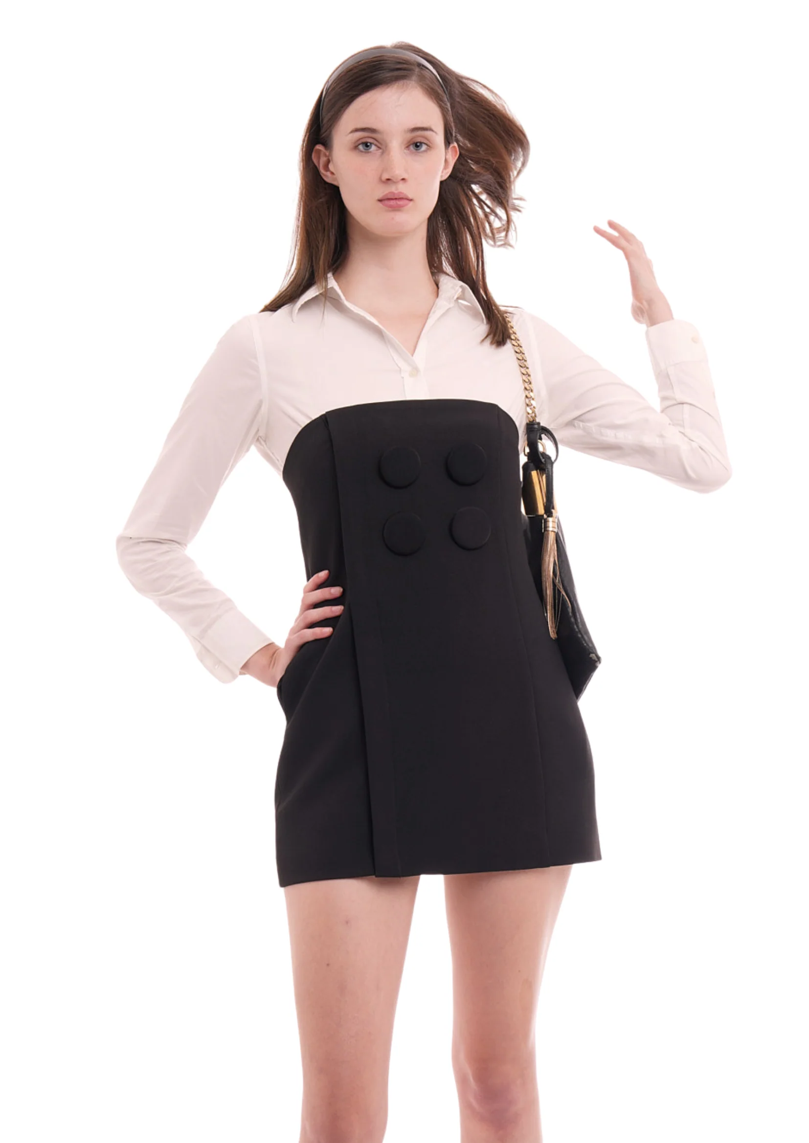WRAP BUTTON UP DRESS IN BLACK - Image 4